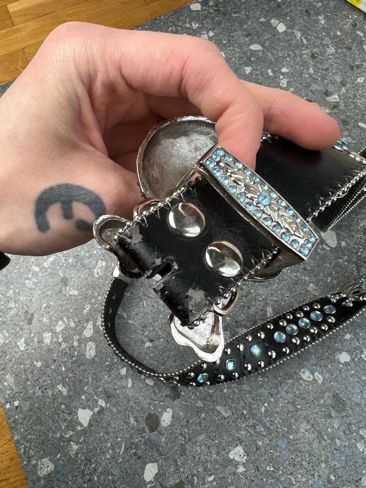 Japanese Brand × Vintage Rhinestone Skull Buckle Belt crystals Size ONE SIZE - 9 Thumbnail