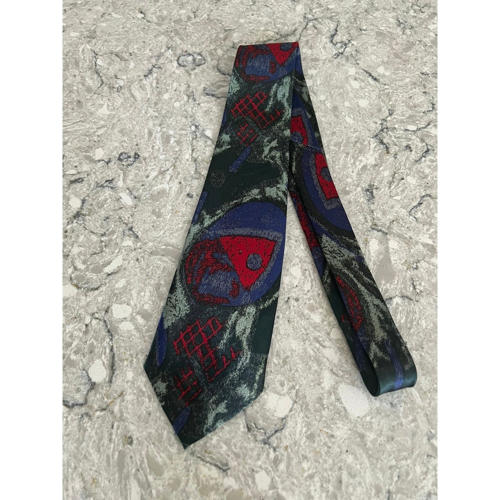 Vintage City Gold 100% Italian Silk Hand Made Neck Tie Abstract Size ONE SIZE - 2 Thumbnail