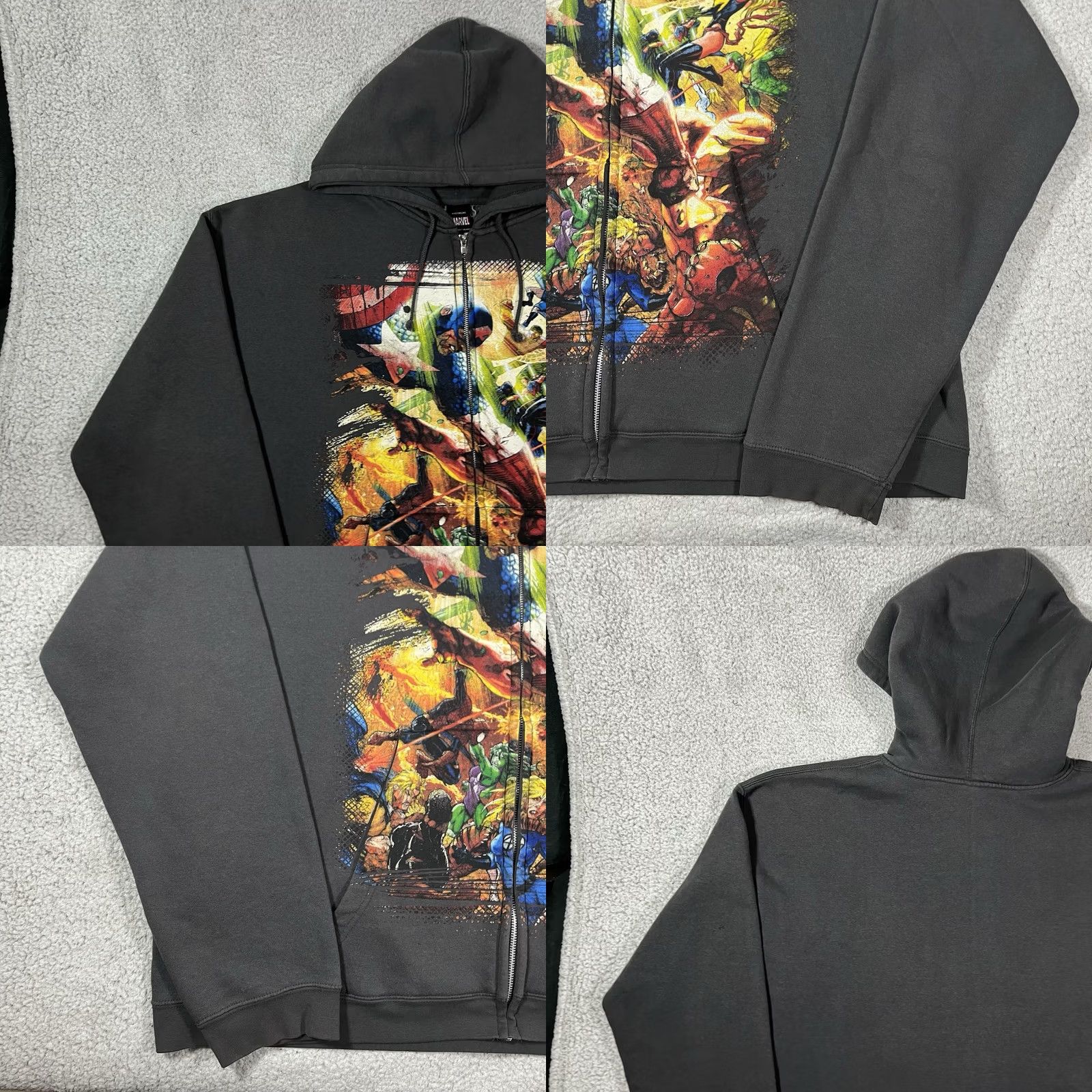Mad Engine VINTAGE Marvel Hoodie Mens 3XL Full Zip Gray Mad Engine Civil War 90s Comics Movie Graphic Print Hooded Zipper Pockets Size US XXL / EU 58 / 5 - 9 Thumbnail