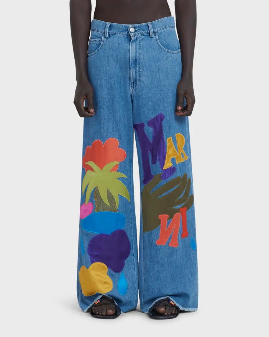 Marni o1srvl11e0624 Denim Trouser in Blue Size US 27 - 4 Thumbnail