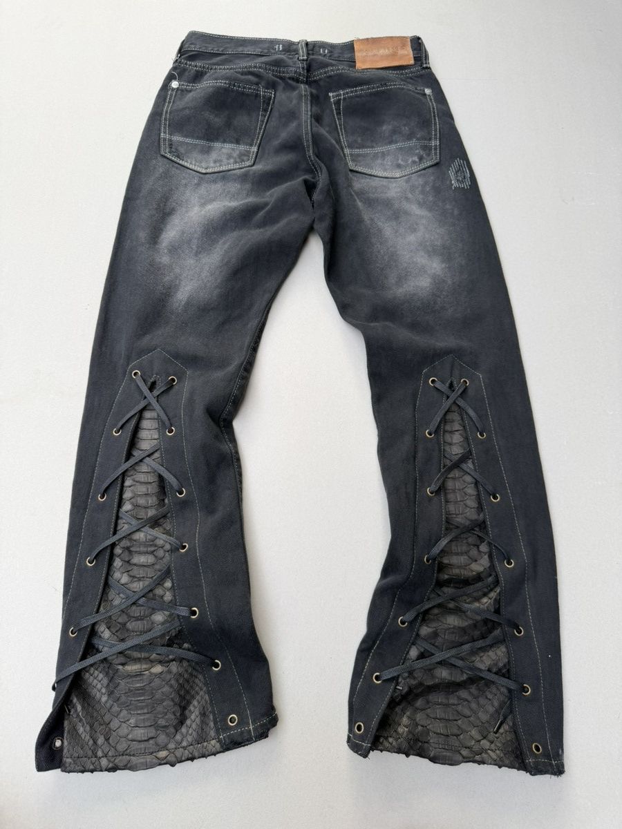 Japanese Brand Goa lace up flare jeans Size US 27 - 6 Thumbnail