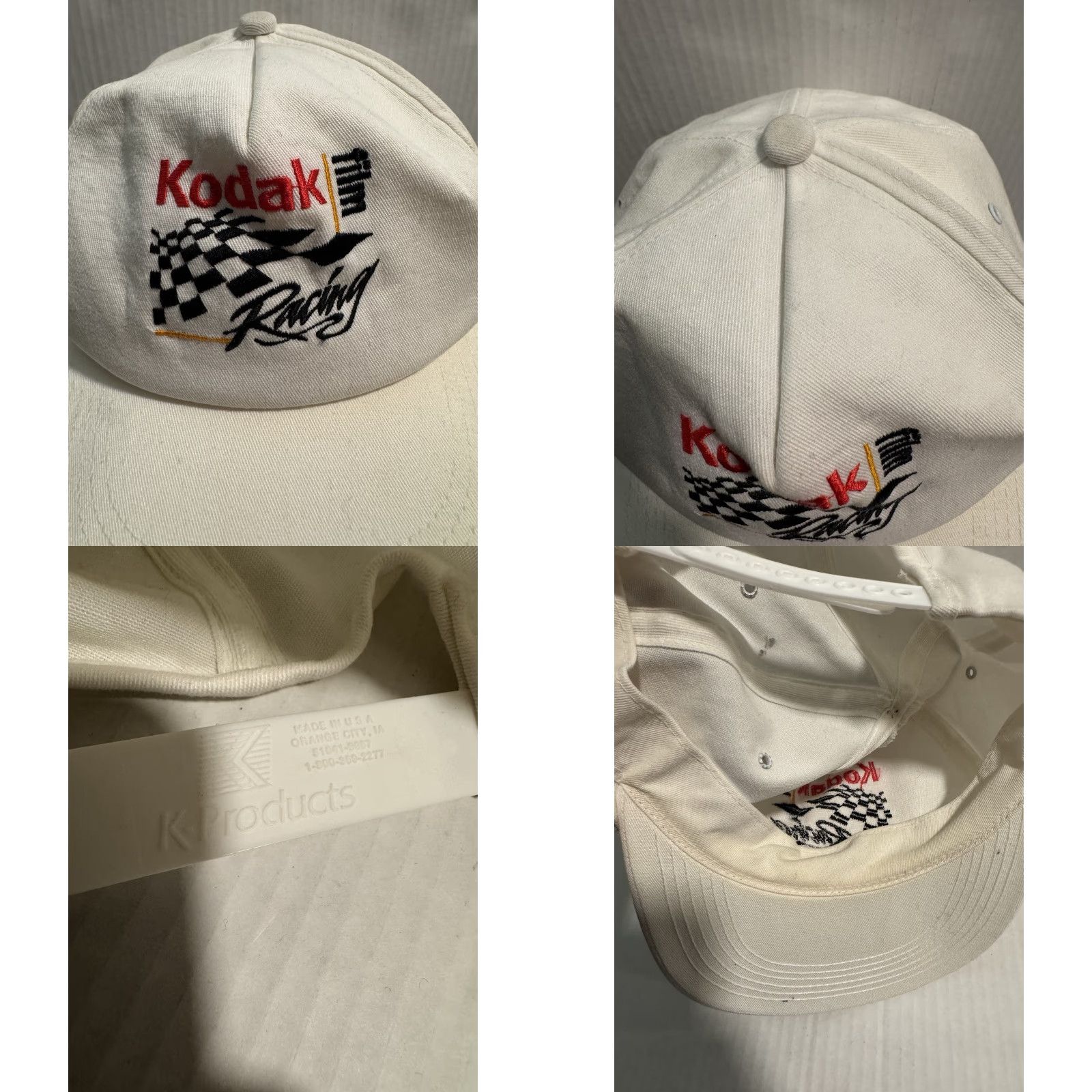 Kodak Vtg 90s Kodak Film NASCAR Racing Hat Cap Checkered Flag K Products Snapback USA Size ONE SIZE - 8 Thumbnail