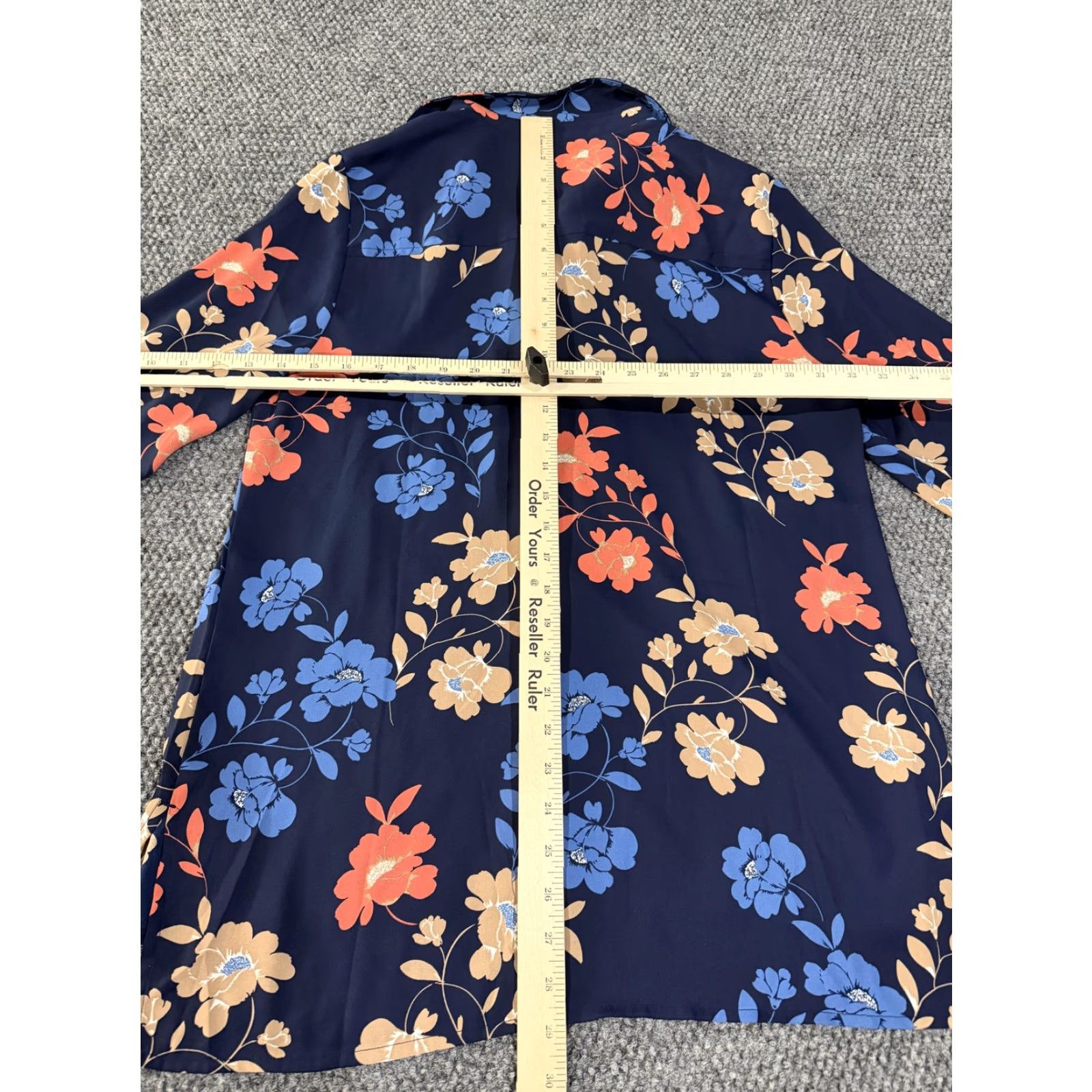 Vintage Chicos Shirt Womens 1 Navy Floral Button Front 3/4 Sleeve Tunic Blouse Top Size XS / US 0-2 / IT 36-38 - 7 Thumbnail