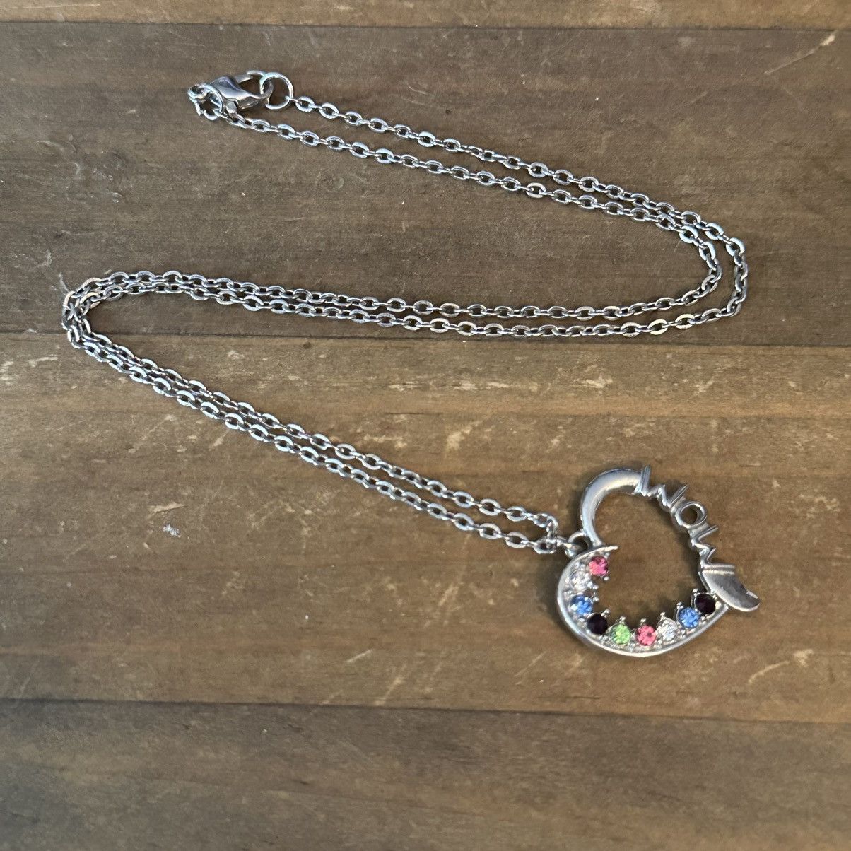 Other Silver tone multicolor rhinestone Mom heart pendant necklace Size ONE SIZE - 2 Thumbnail
