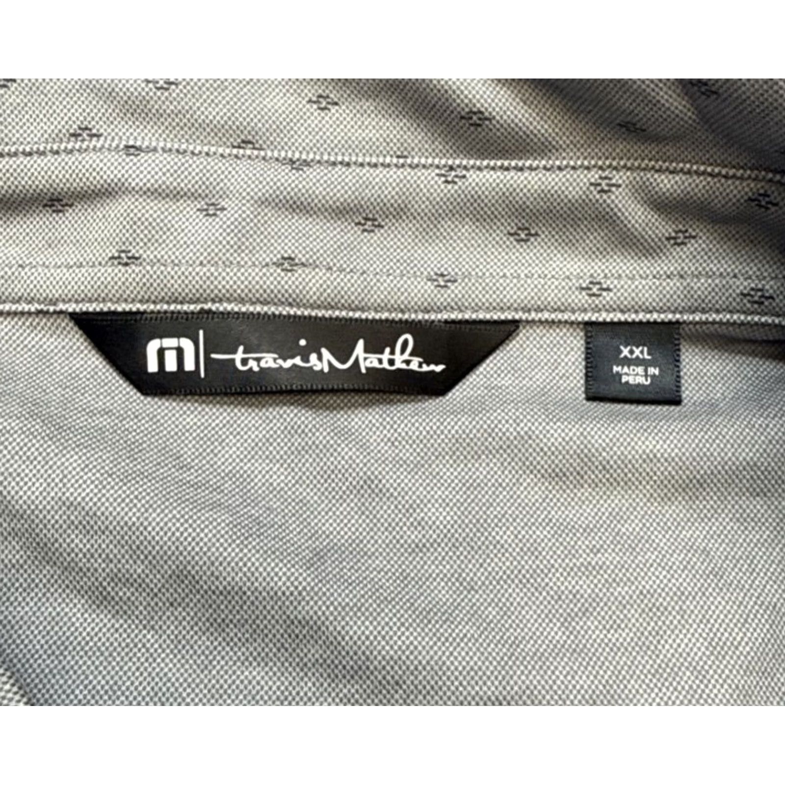 TravisMathew Travis Mathew Golf Shirt Mens 2XL Short Sleeve Geometric Gray Polo Logo Cotton Blend Athletic Regular Men Size US XXL / EU 58 / 5 - 3 Thumbnail
