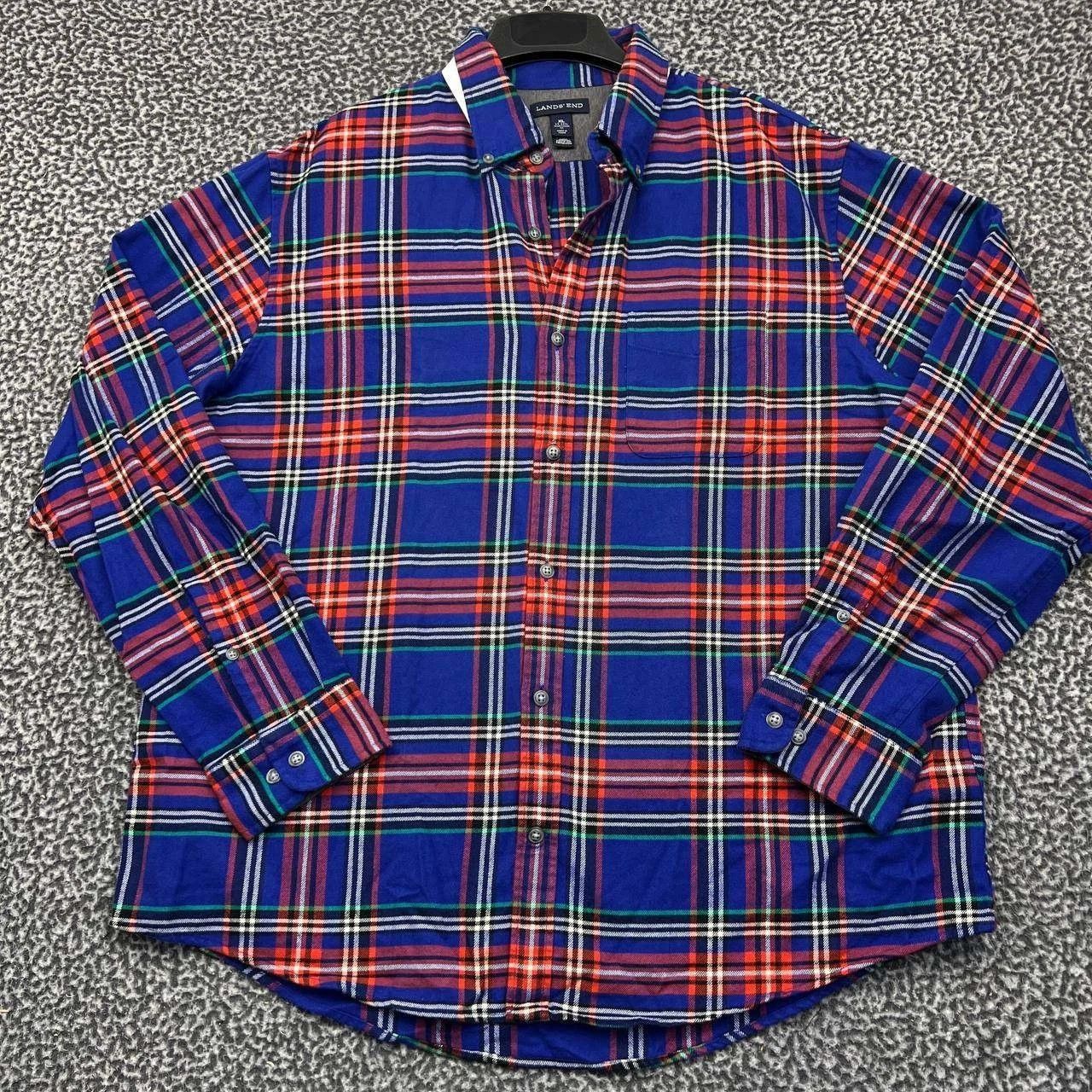 Lands' End Lands' End Button Down Shirt Men Flannel Plaid Cotton XL Size US XL / EU 56 / 4 - 1 Thumbnail