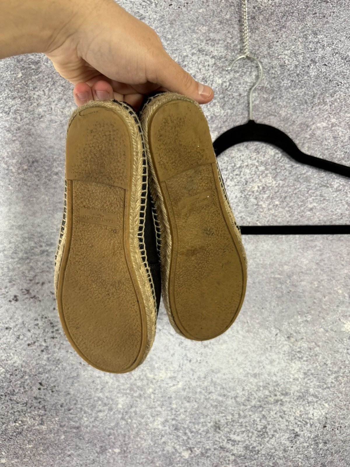 Saint Laurent Paris × Yves Saint Laurent YSL Black Monogram Espadrille 37 size women’s Size US 7 / IT 37 - 4 Thumbnail