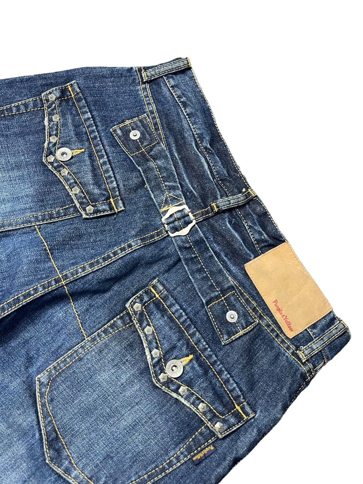 If Six Was Nine × Japanese Brand × Le Grande Bleu (L.G.B.) FYE🔥Vtg Punk Ripped Double Knee Buckle Back LGB Style Jeans Size US 29 - 8 Thumbnail