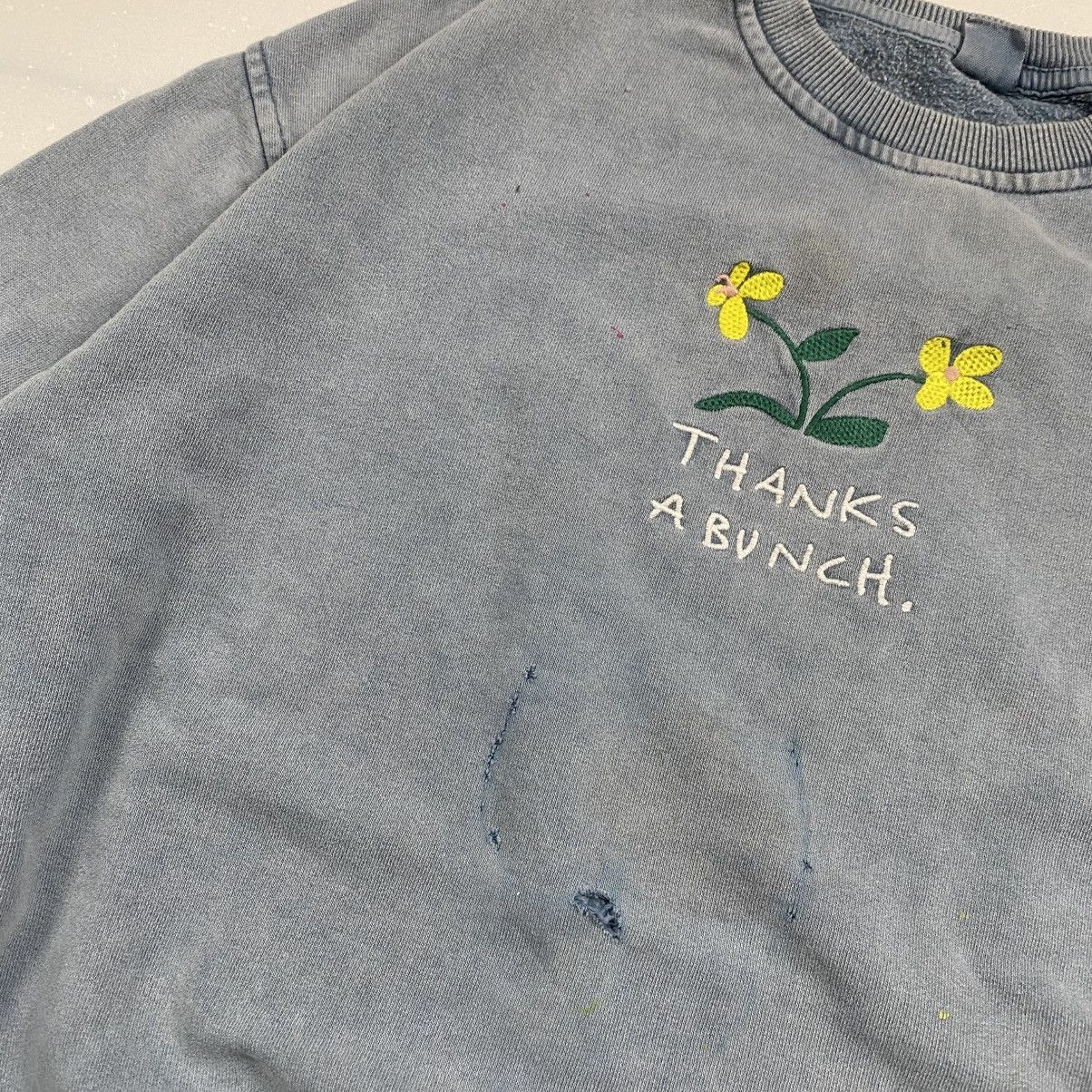 Japanese Brand × Vintage Vintage y2k Distressed Thanks A Bunch Boxy Crewneck Size M / US 6-8 / IT 42-44 - 4 Thumbnail