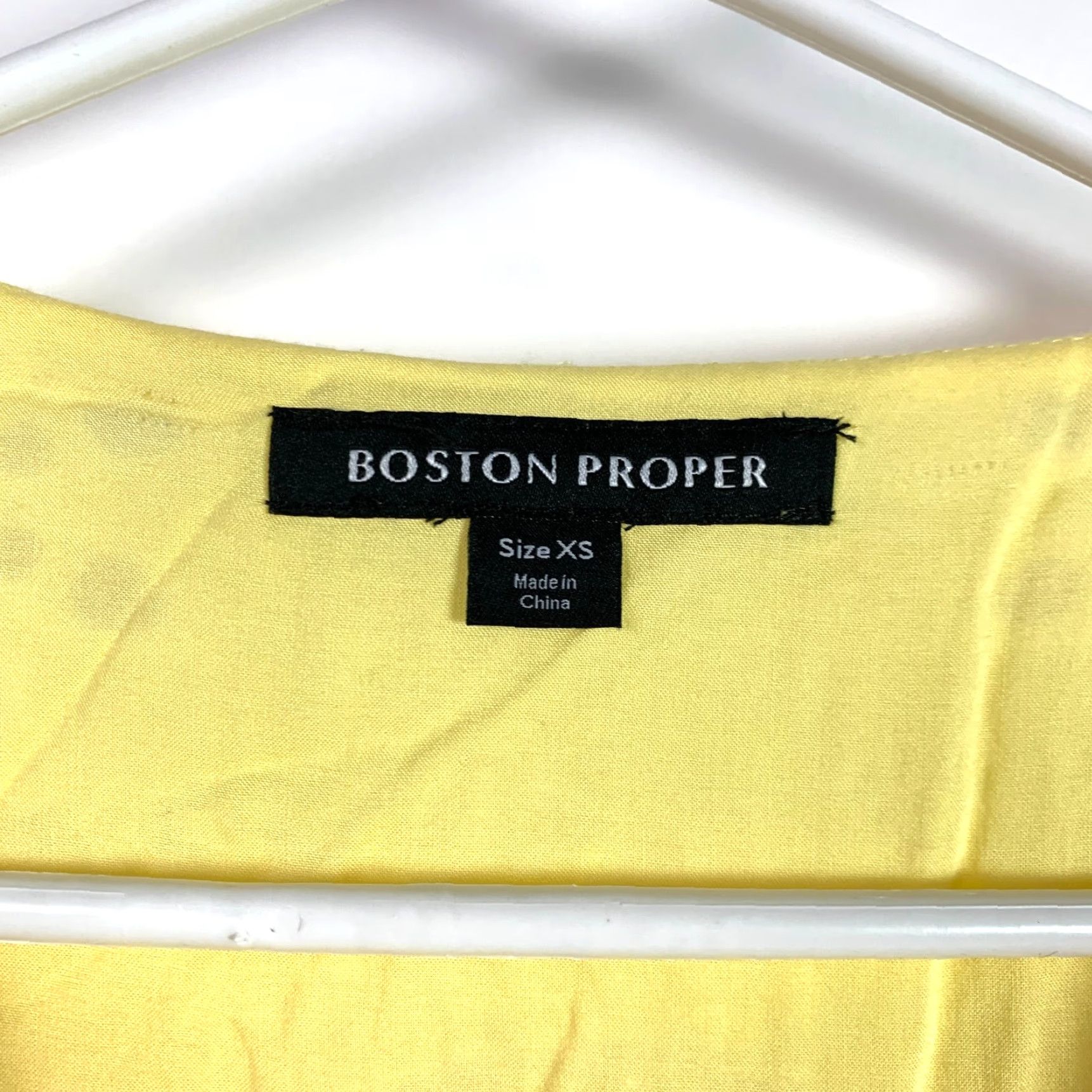 Boston Proper Boston Proper Dress Sundress Tank Dress Beaded V-Neck Yellow White Eyelet Short XS Womens XS Size 26" / US 2 / IT 38 - 3 Thumbnail