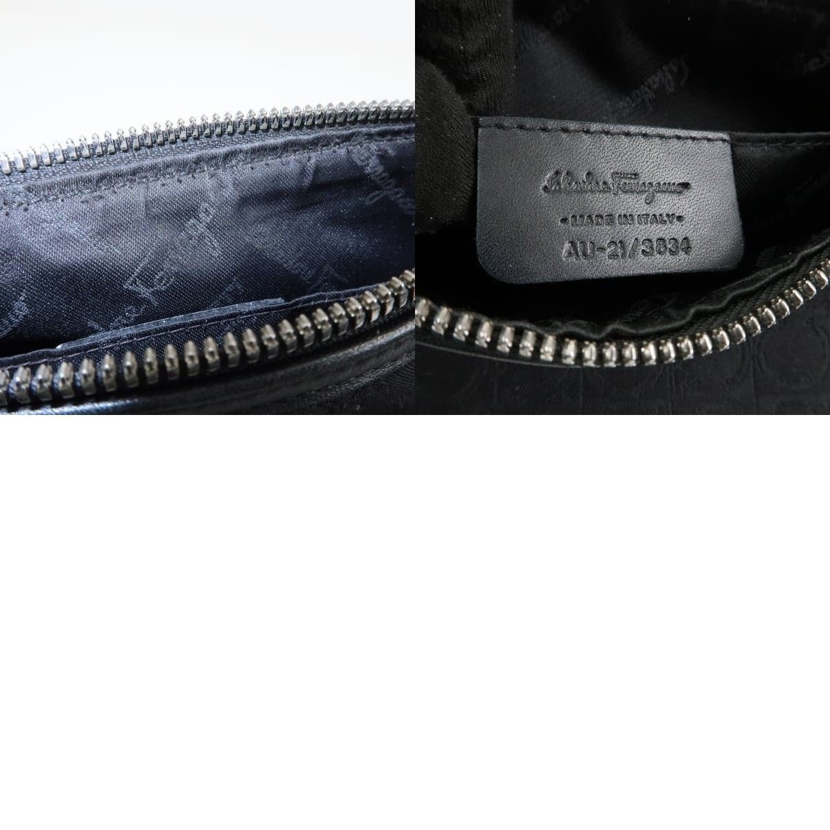Salvatore Ferragamo Ferragamo Gancini Canvas Shoulder Bag Black Size ONE SIZE - 8 Thumbnail