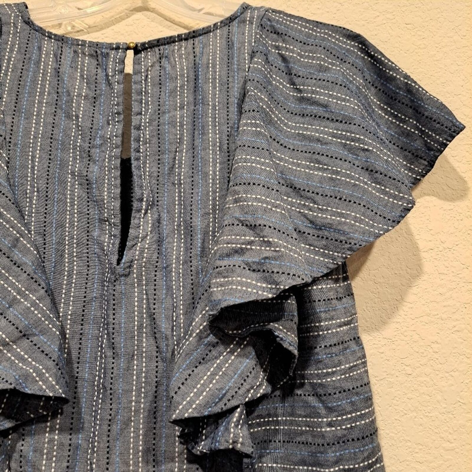 Other Mudpie ruffle flutter sleeve romper blue denim size M Size 36" / US 14 / IT 50 - 8 Thumbnail