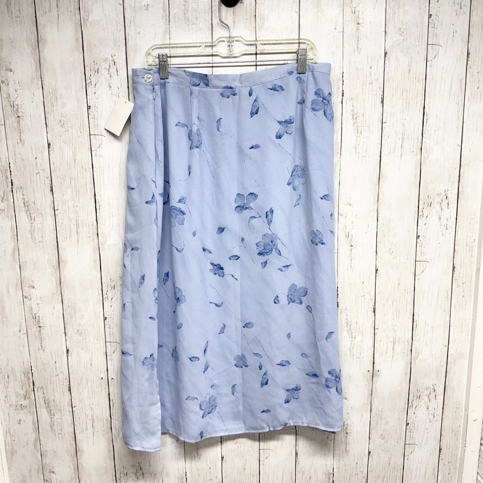Vintage Vtg Worthington Skirt Women Sz 18 Blue Floral Chiffon Midi Size 40" / US 18 - 1 Thumbnail