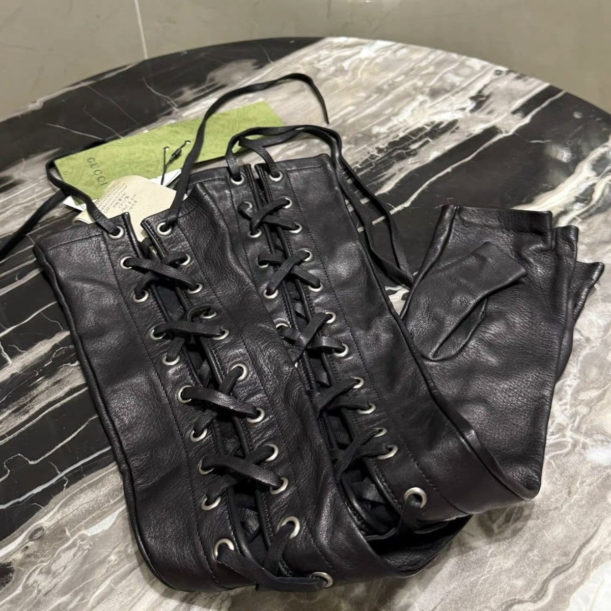 Gucci Gucci Corset Lacing Fingerless Gloves Noir Size ONE SIZE - 2 Thumbnail