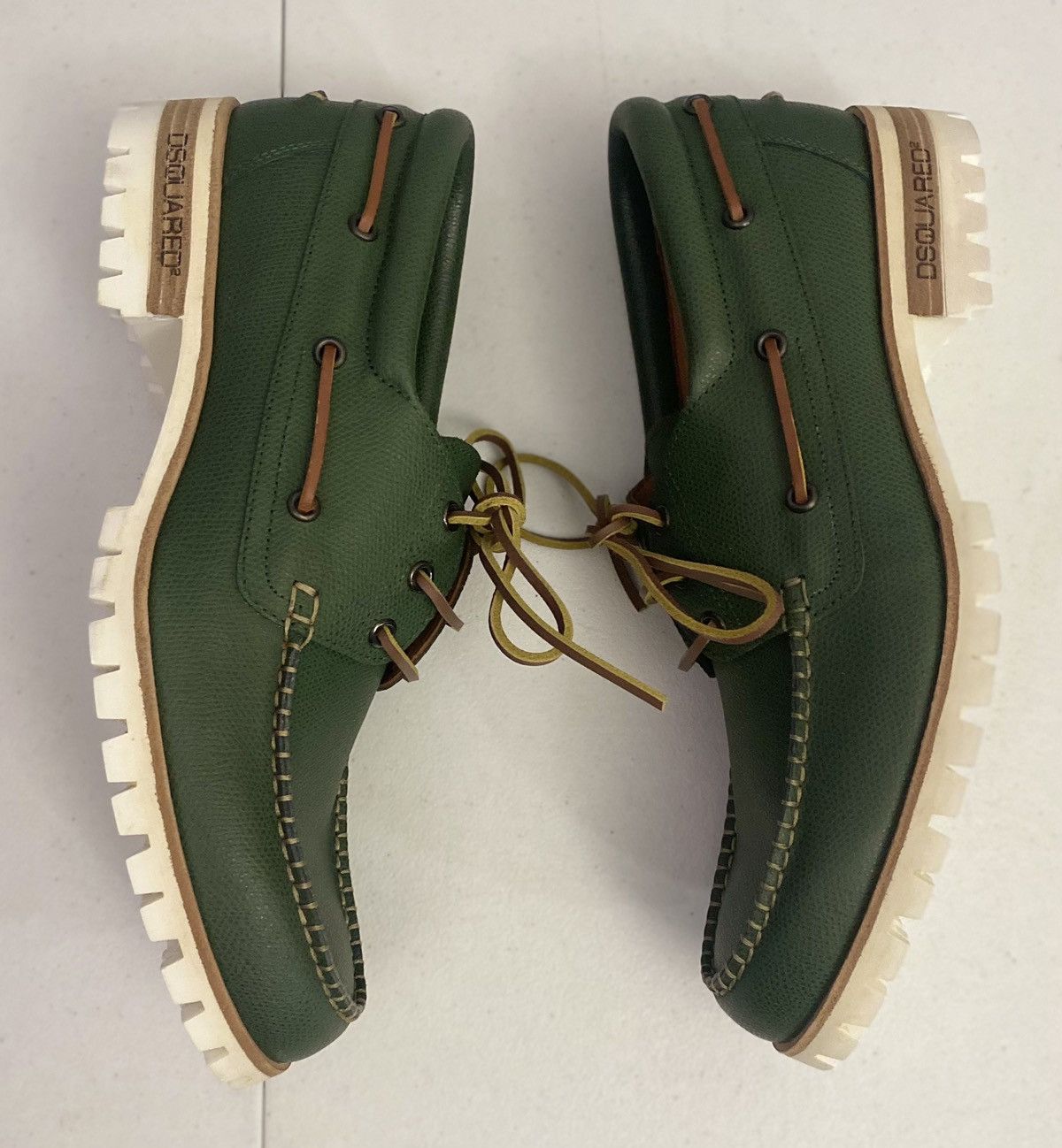 Dsquared2 Dsquared2 🇮🇹 Forest Green Leather Handmade Boat Shoes 9 NEW Size US 9 / EU 42 - 4 Thumbnail