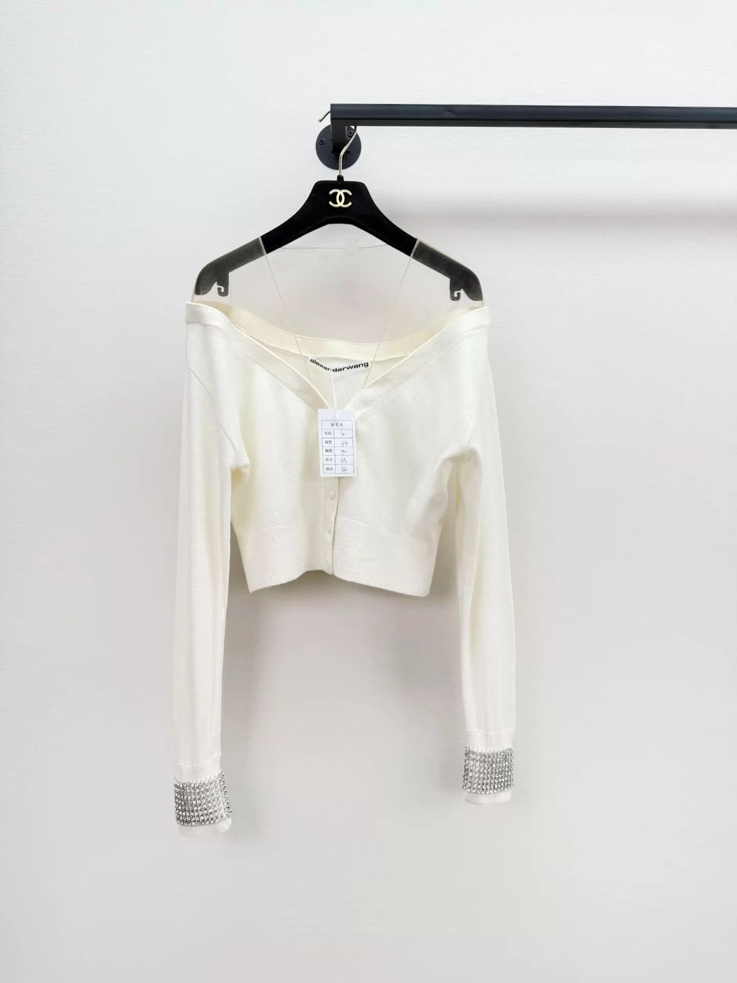 Alexander Wang Alexander Wang off-shoulder crystal cardy S worn 2x Size S / US 4 / IT 40 - 1 Thumbnail