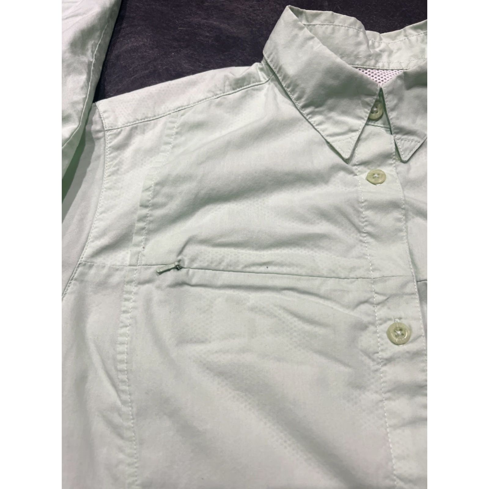 Vintage Columbia Shirt Womens L Green Breathable Lightweight PFG Short Sleeve Button-Up Fish Pockets Size L / US 10 / IT 46 - 4 Thumbnail