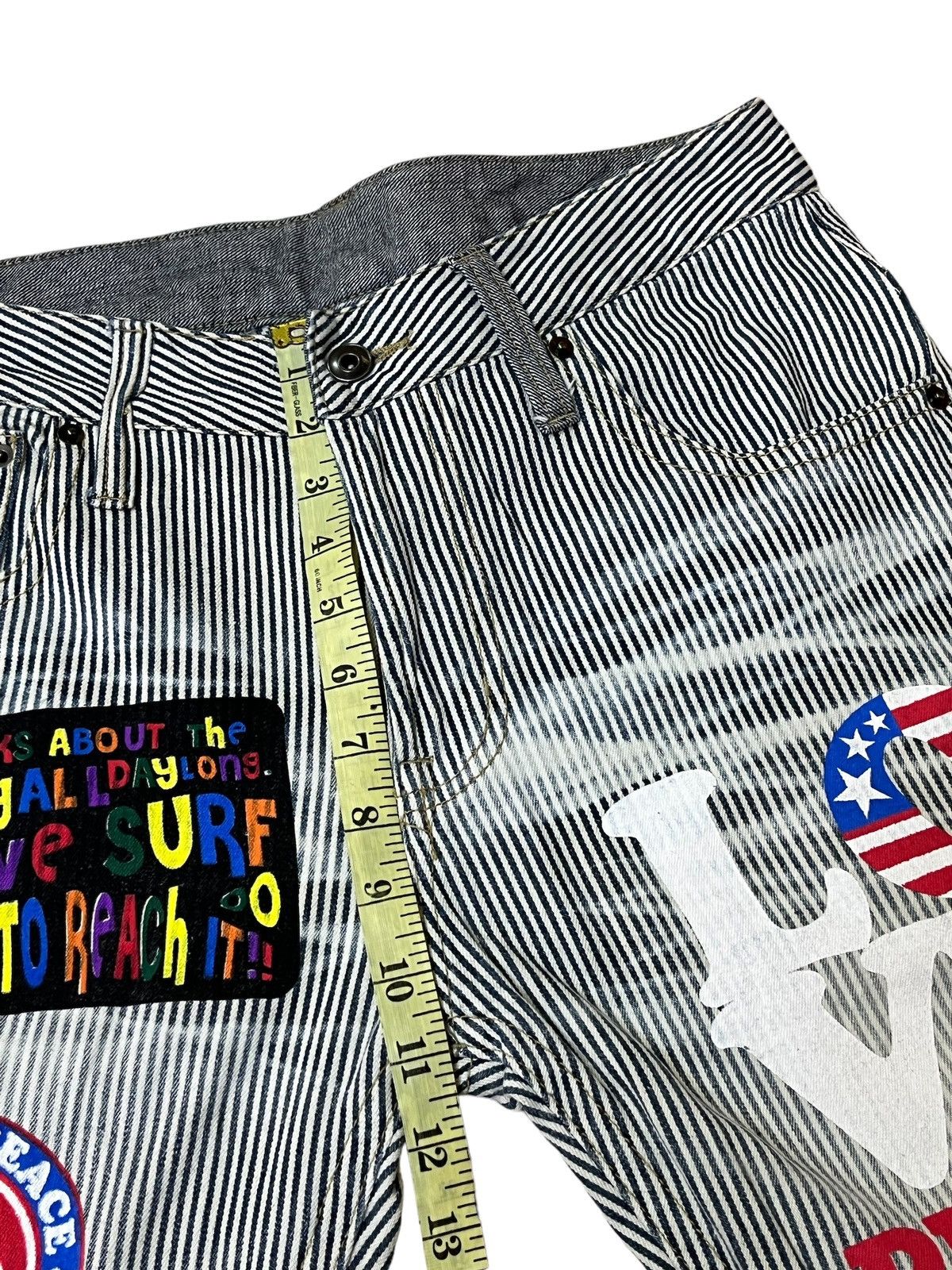 Japanese Brand SICK🔥JAPANESE CLONE DEVGRU ‘I LOVE SURF’ HICKORY JEANS Size US 32 / EU 48 - 18 Thumbnail