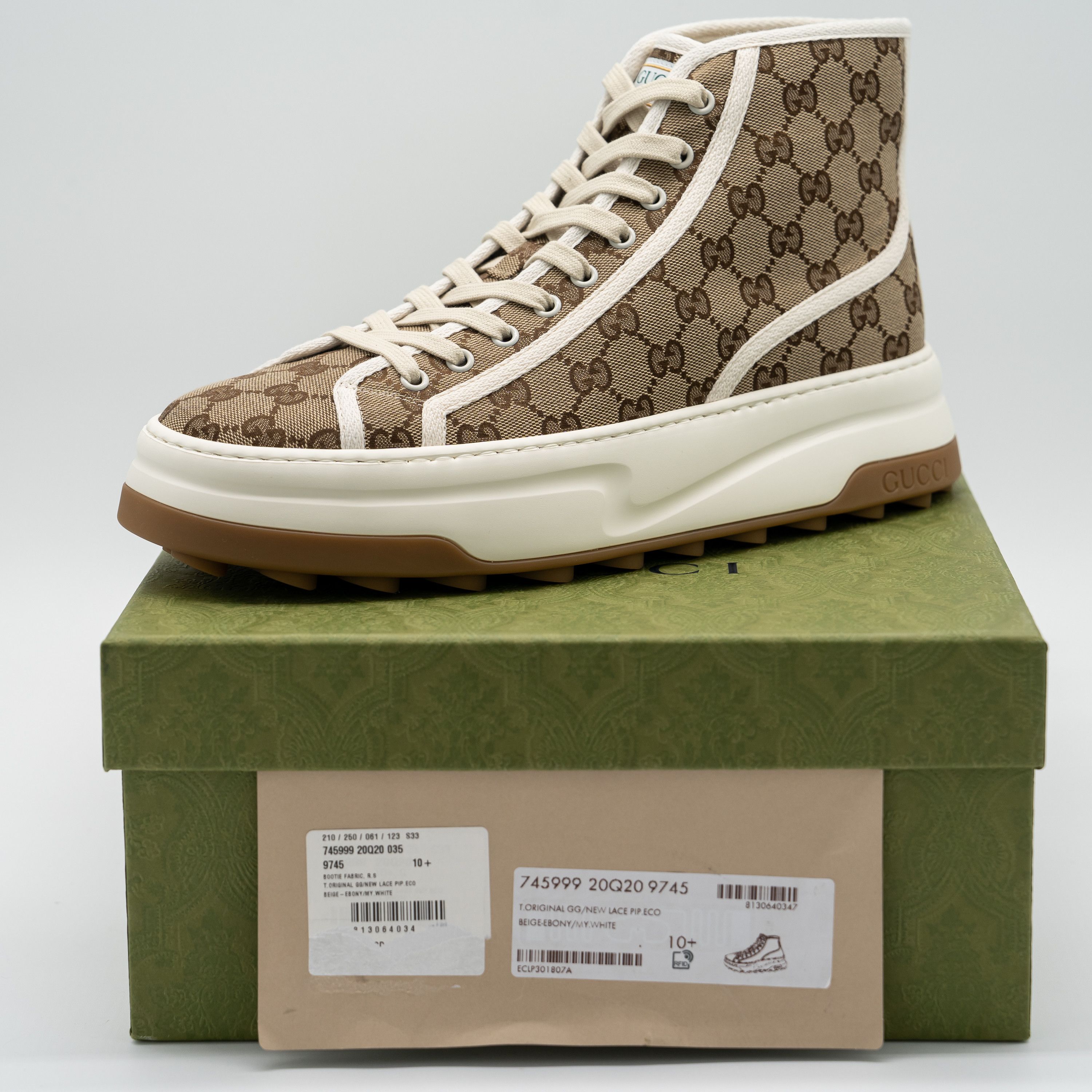 Gucci Gucci Tennis Platform GG Canvas Beige Brown Sneakers High Size US 11 / EU 44 - 11 Thumbnail