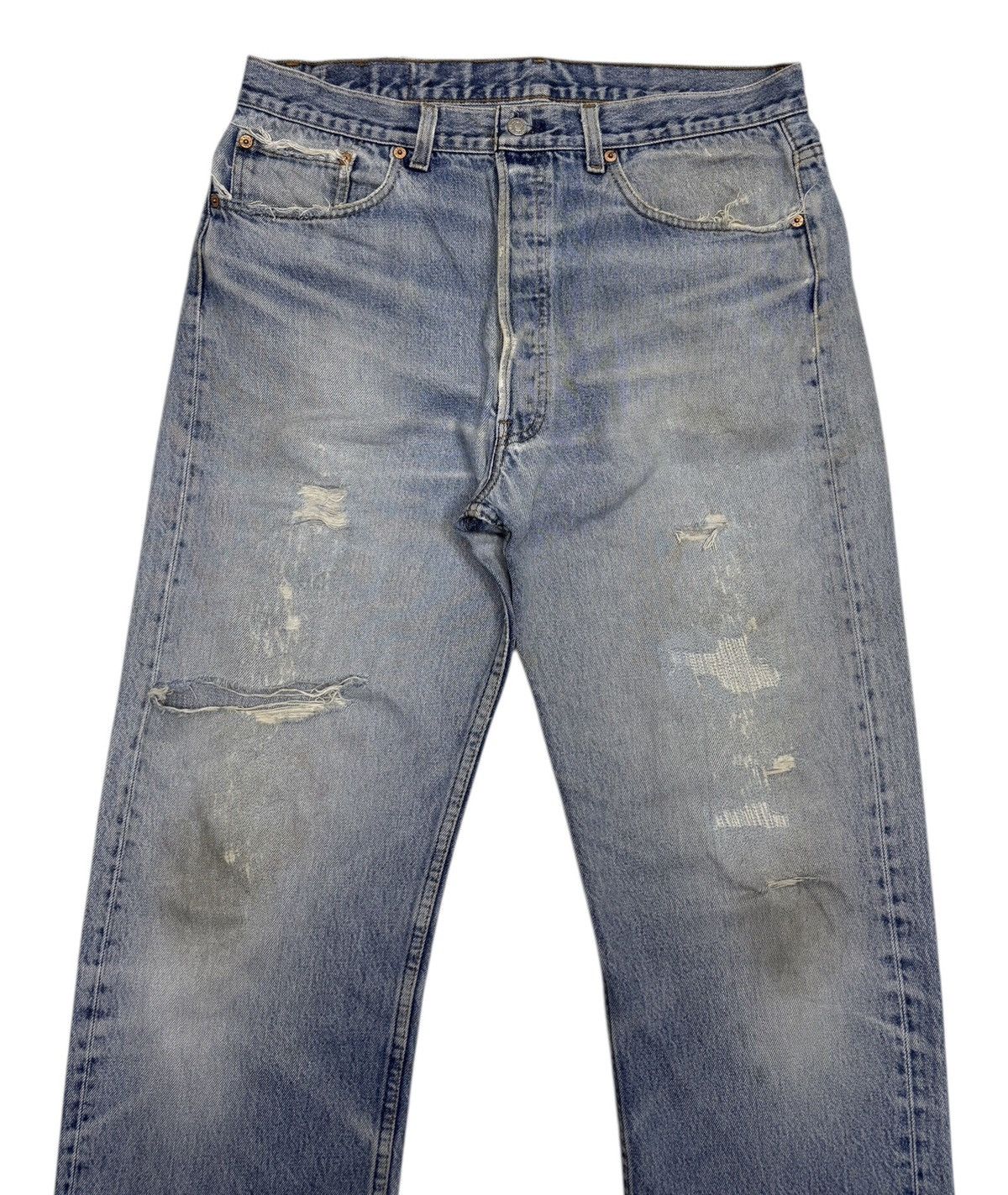 Levi's VINTAGE LEVIS 501 BUTTON 522 THRASHED DISTRESSED DENIM JEAN Size US 36 / EU 52 - 5 Thumbnail