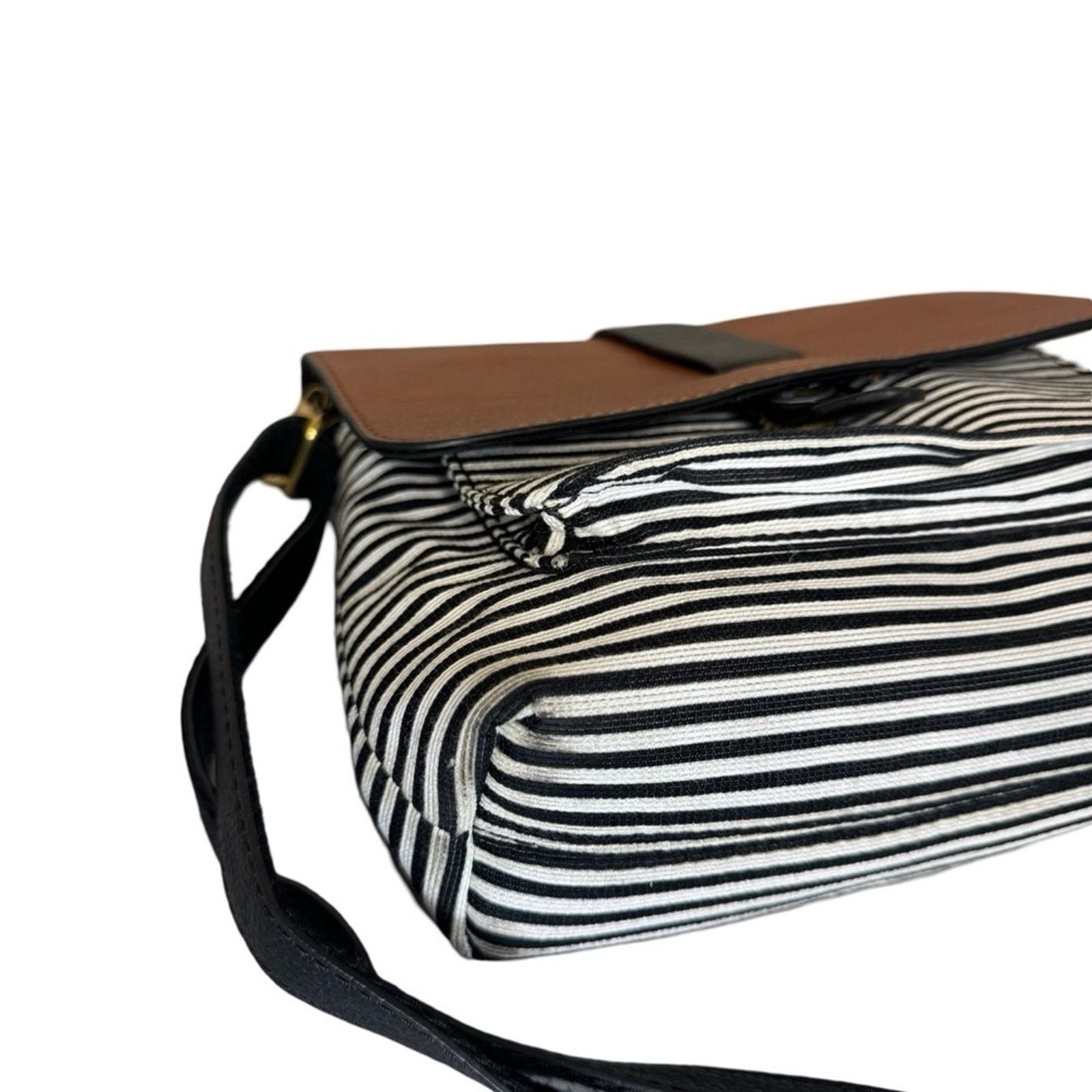 Fossil Fossil Kinley Flap Striped Purse w/Brown Leather Crossbody Size ONE SIZE - 10 Thumbnail