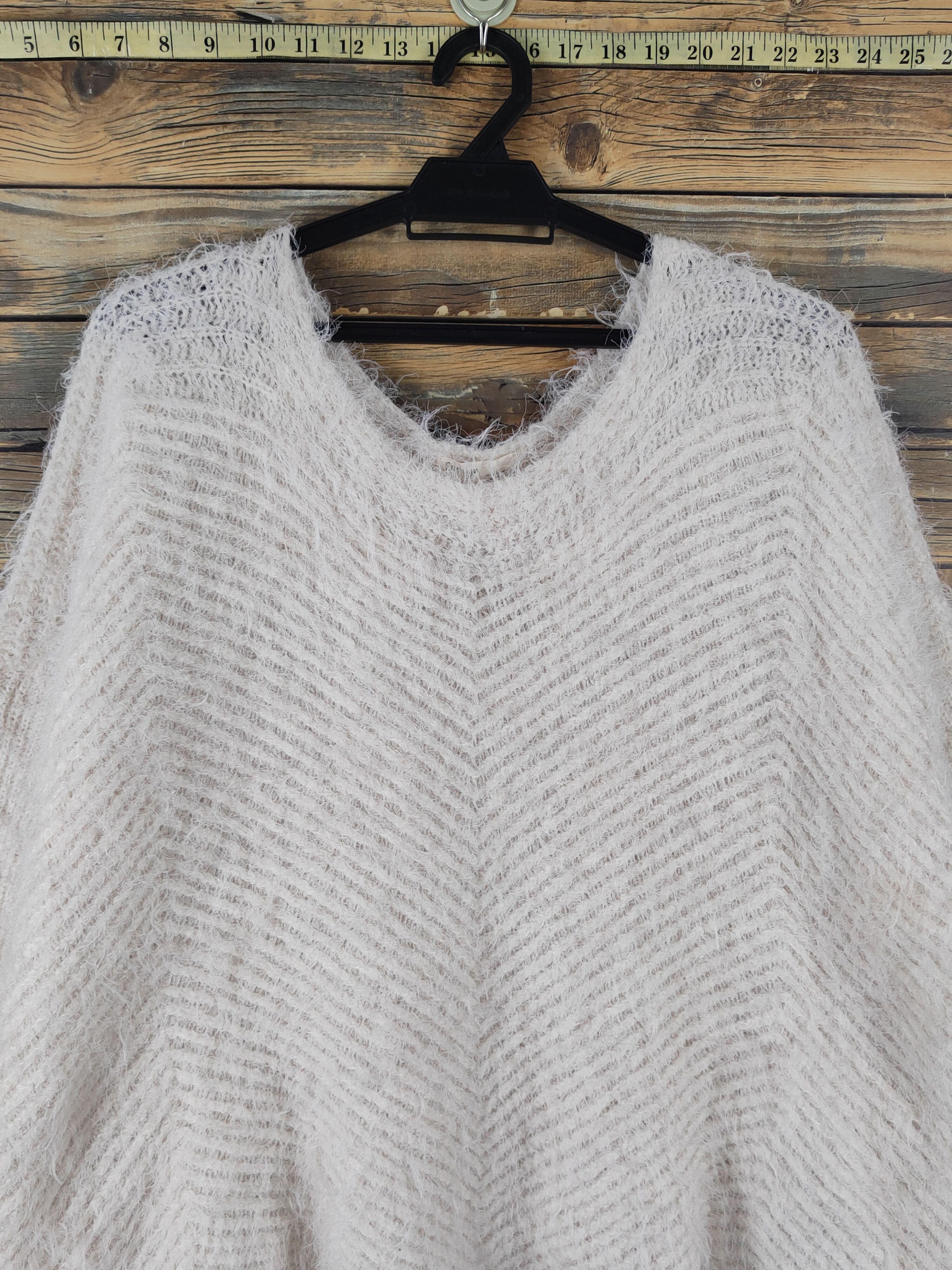 Japanese Brand Popeye Ivory Shag Shaggy Fur Mohair Knitwear #W1633 Size L / US 10 / IT 46 - 2 Thumbnail