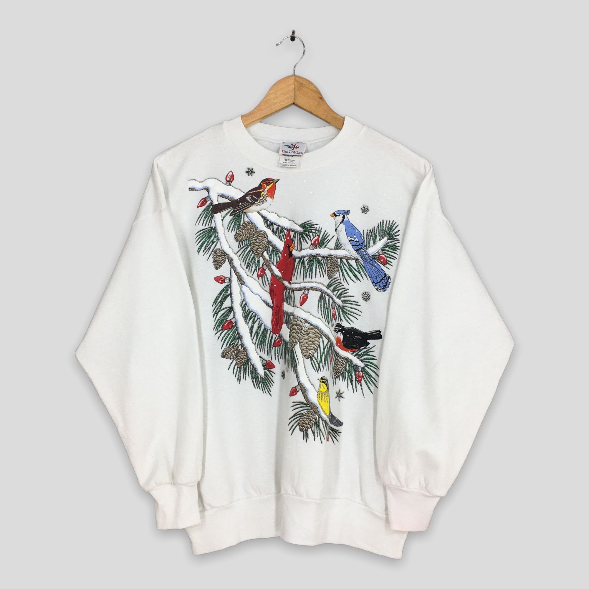 Habitat Vintage 90s Cardinal Bird Farm View White Sweatshirt Large Size US L / EU 52-54 / 3 - 1 Thumbnail