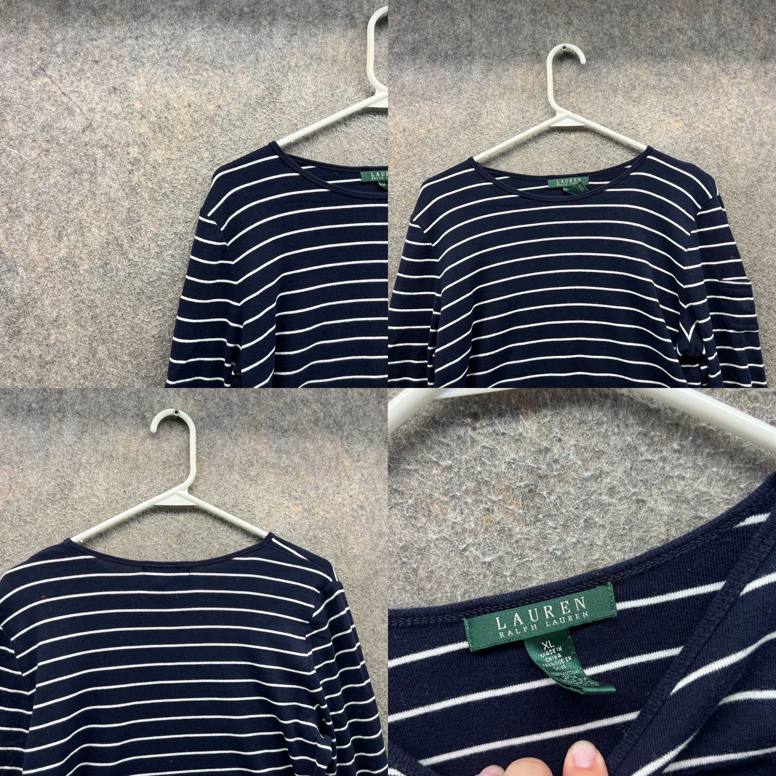 Ralph Lauren Lauren Ralph Lauren Shirt Womens XL Navy Blue White Striped Long Sleeve Cotton Size XL / US 12-14 / IT 48-50 - 8 Thumbnail