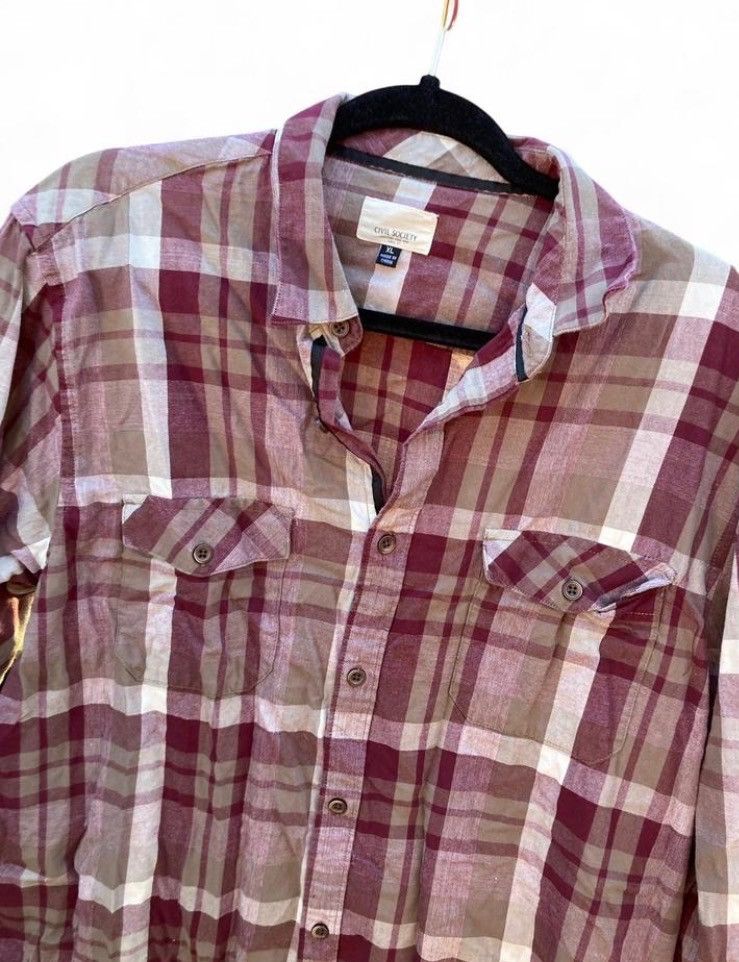 Civil Society Civil Society Burgundy Plaid Flannel Shirt XL Size US L / EU 52-54 / 3 - 3 Thumbnail