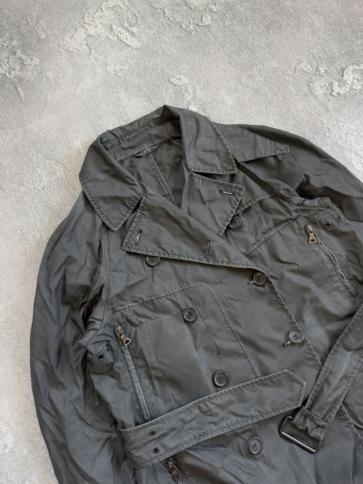Designer × Prada × Vintage Prada 42size Wmns graphite trench coat jacket + belt vintage Size M / US 6-8 / IT 42-44 - 2 Thumbnail