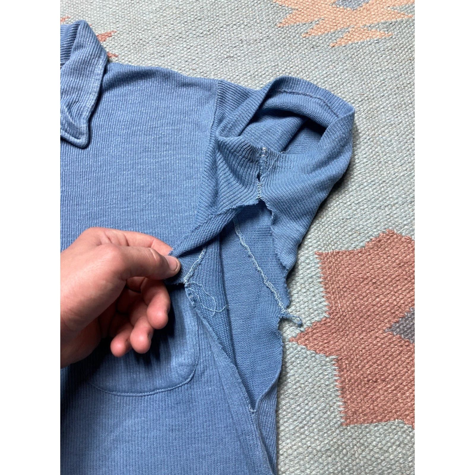 Vintage VINTAGE 1960s 70s polo shirt acrylic ribbed soft distressed thrashed medium Size US M / EU 48-50 / 2 - 4 Thumbnail