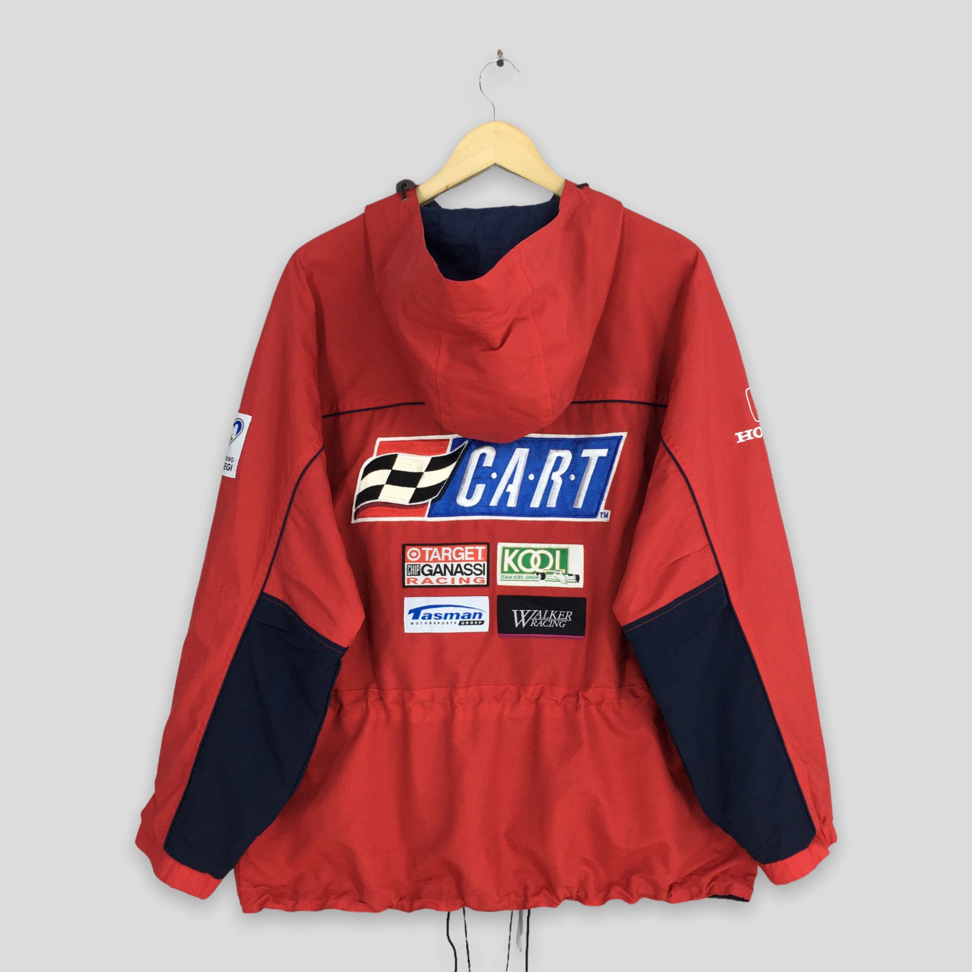 Image of Vintage 90's Honda Racing Car Japan Hoodie Jacket Xlarge in Red, Men's