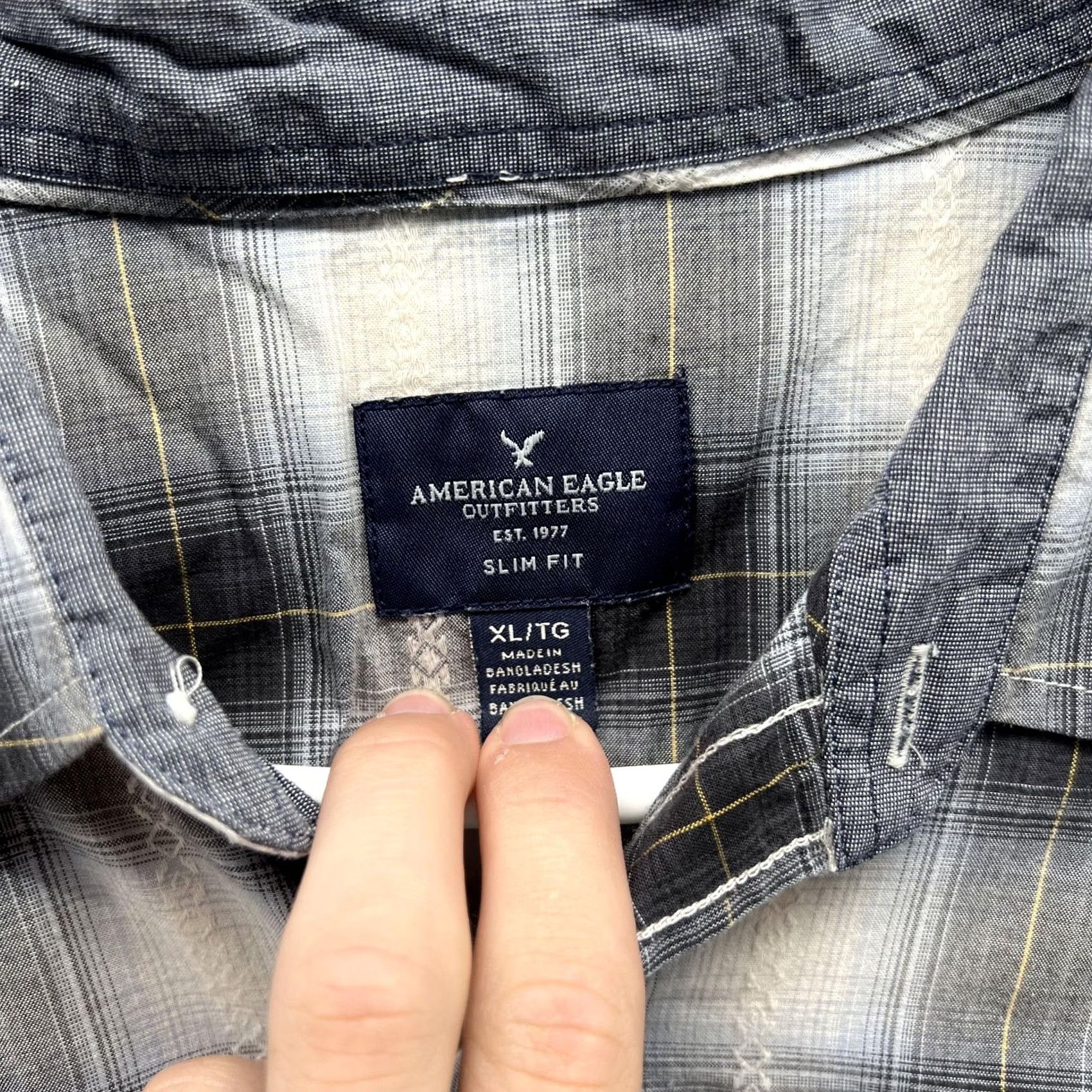 American Eagle Outfitters VINTAGE American Eagle Outfitters Shirt Mens XL Gray Plaid Long Sleeve Western Snap Size US XL / EU 56 / 4 - 5 Thumbnail