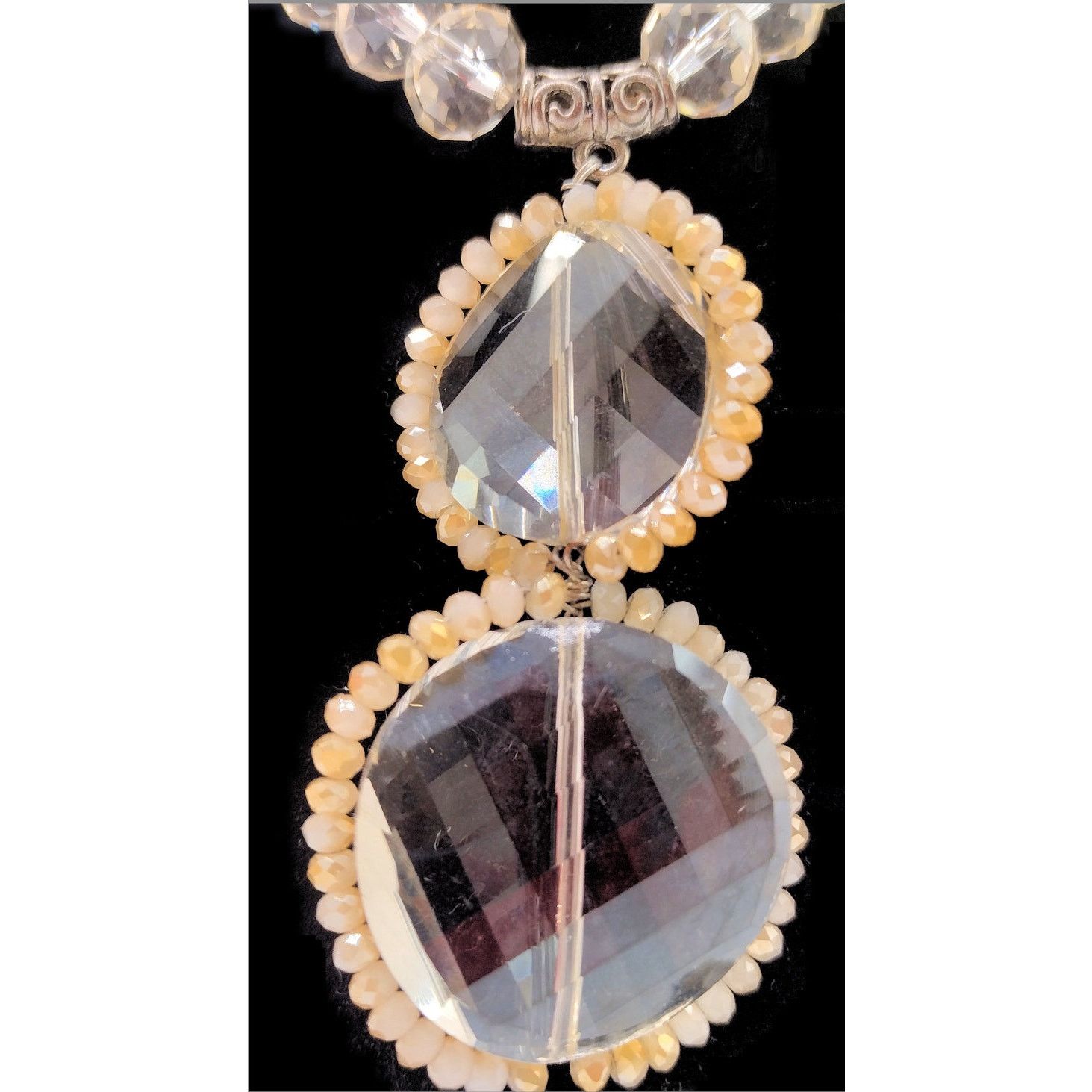 Other Rare Double Strand Faceted Crystal Bead Necklace Silvertone Size ONE SIZE - 2 Thumbnail