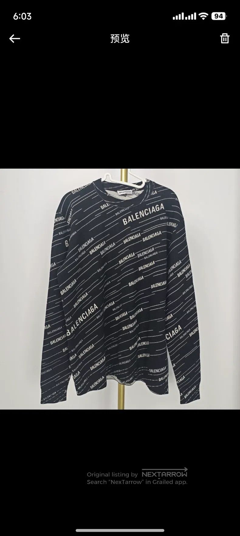 Balenciaga Balenciaga Black Printed Logo Sweater Size US S / EU 44-46 / 1 - 1 Thumbnail