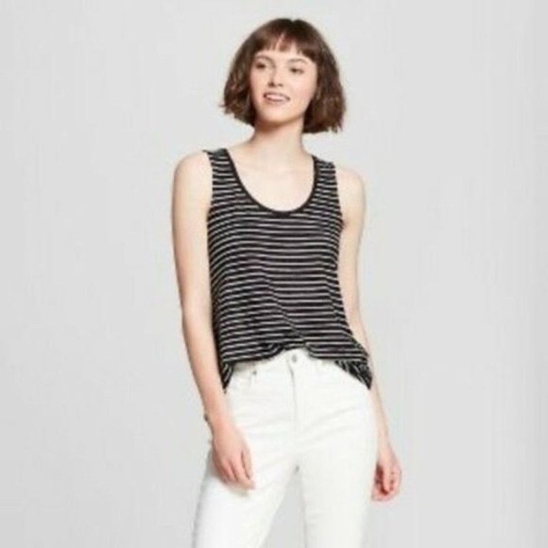 Target Basics A New Day | Striped Black and White Tank Top | Large Size L / US 10 / IT 46 - 8 Thumbnail