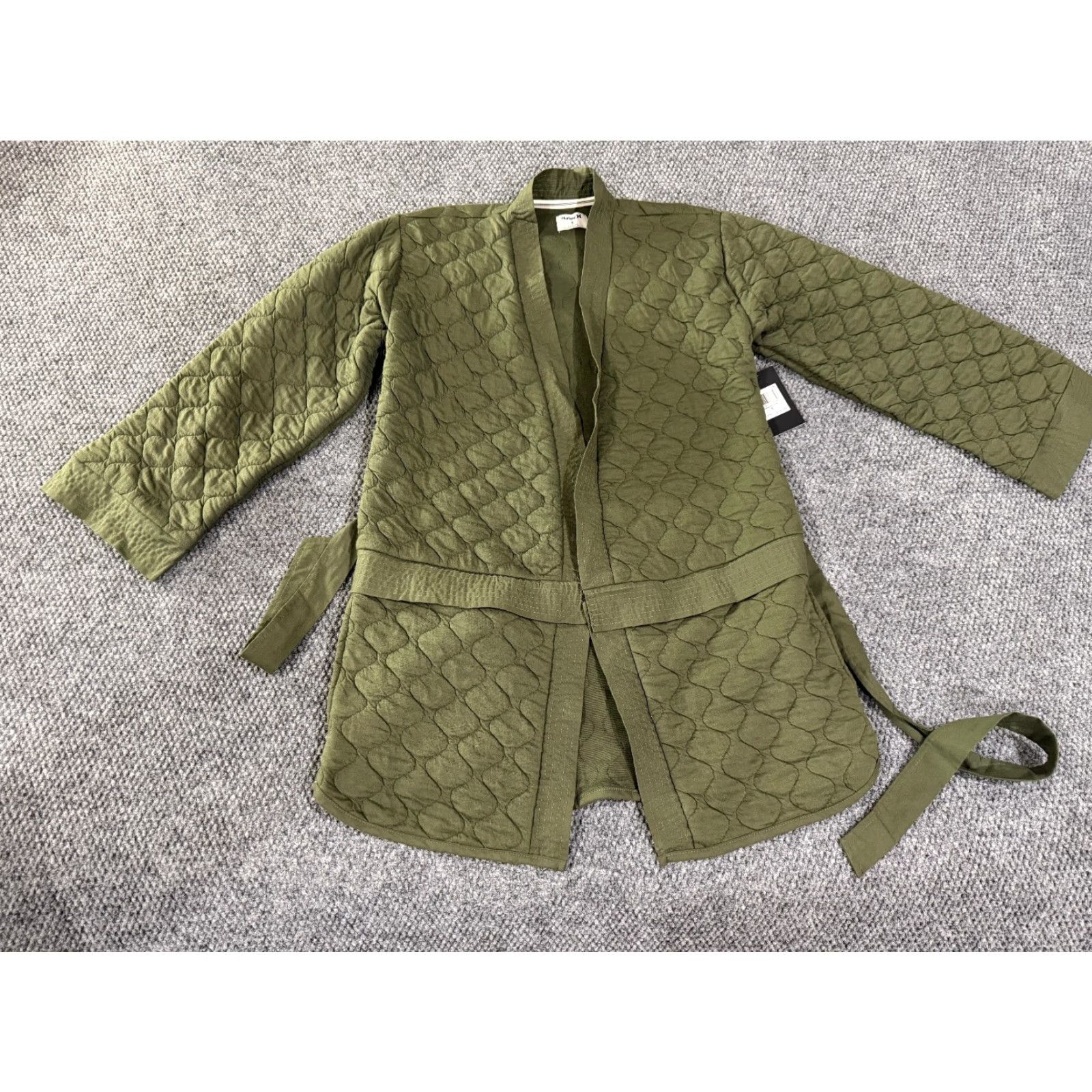 Hurley Hurley Jacket Womens S Green Quilted Long Sleeve Belted Wrap Open Pockets Lined Polyester All Seasons Fall Spring Winter Baggy Regular Mens Womens Size S / US 4 / IT 40 - 2 Thumbnail