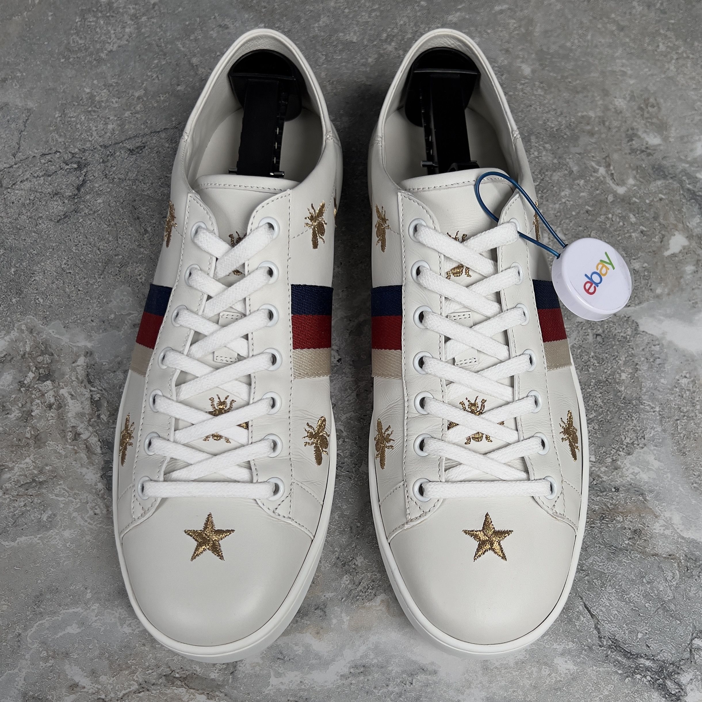 Gucci Ace Web Sneakers Stars Bees Embroidered Leather Size US 11 / IT 41 - 5 Thumbnail