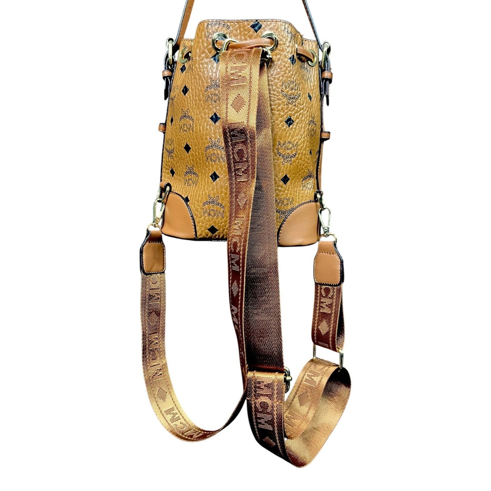 MCM MCM Visetos Cognac Leather Top Handle Purse Straps Size ONE SIZE - 5 Thumbnail