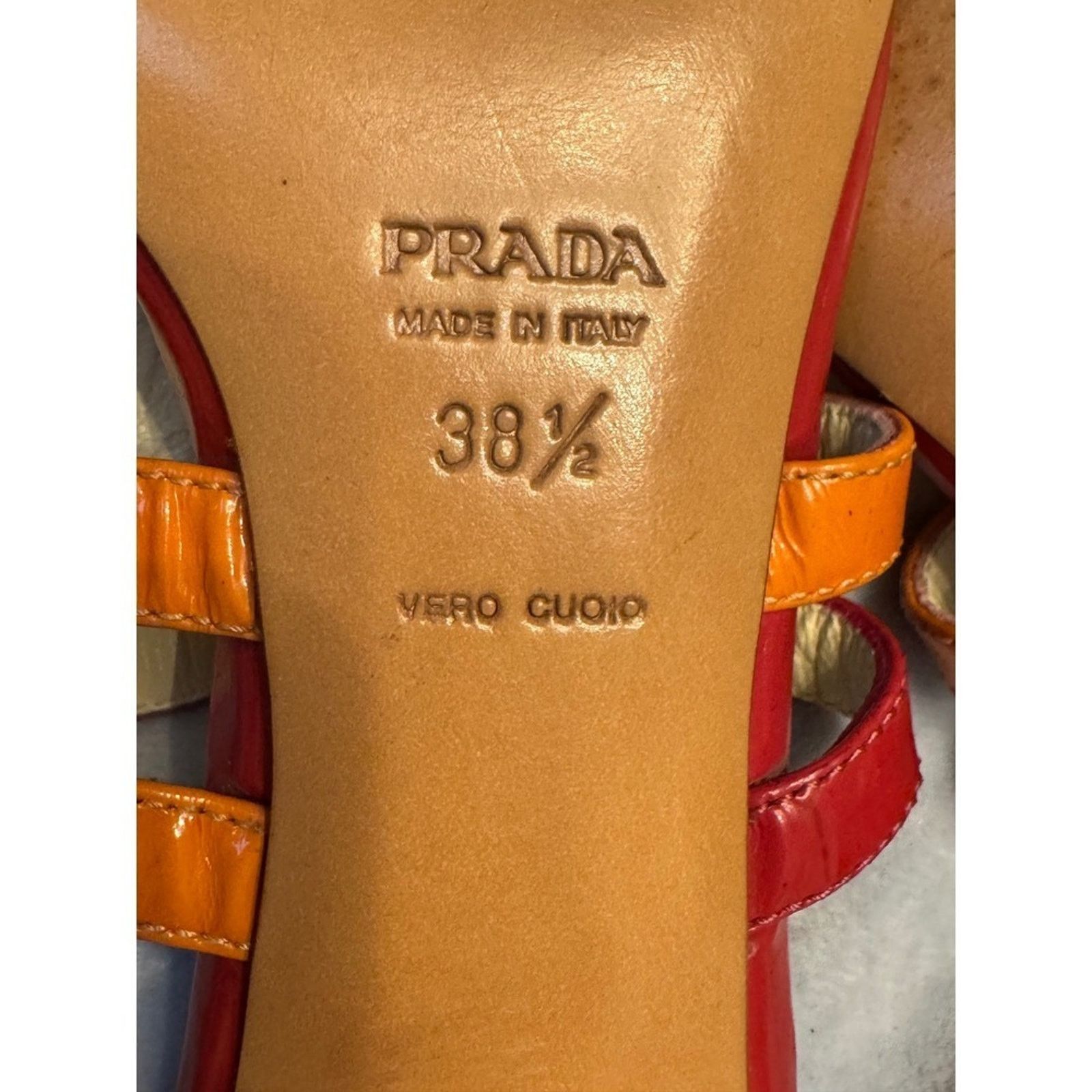 Prada Prada Orange Fabric Leather Thong Heeled Sandals Kitten Heel Size US 9 / IT 39 - 6 Thumbnail