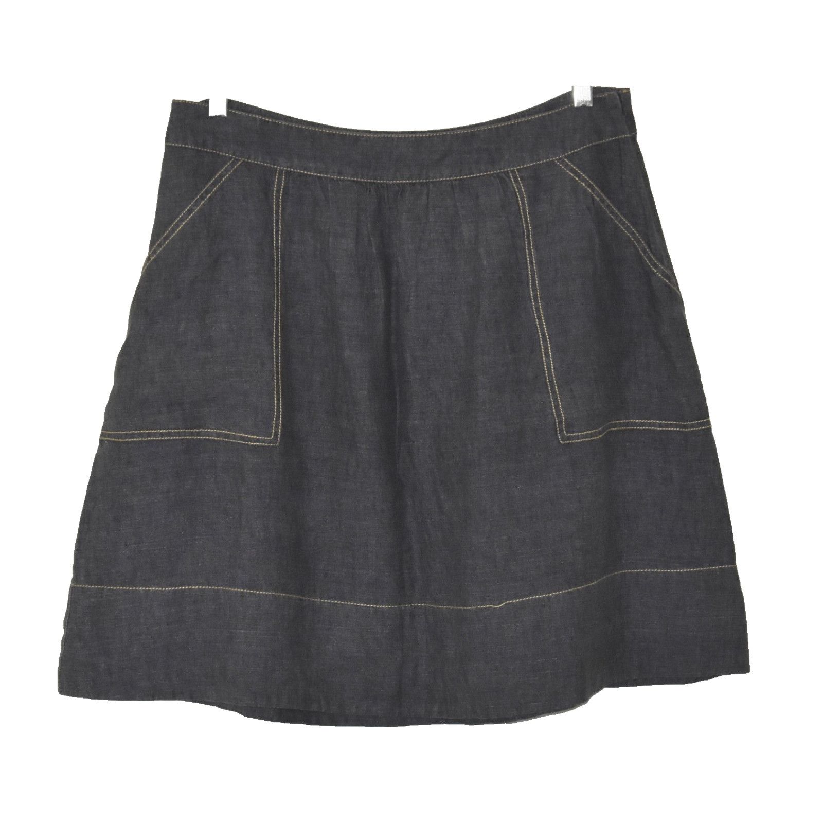 Eileen Fisher EILEEN FISHER Linen Denim Side Zipper Short Skirt Size M Size 34" / US 12 / IT 48 - 2 Thumbnail