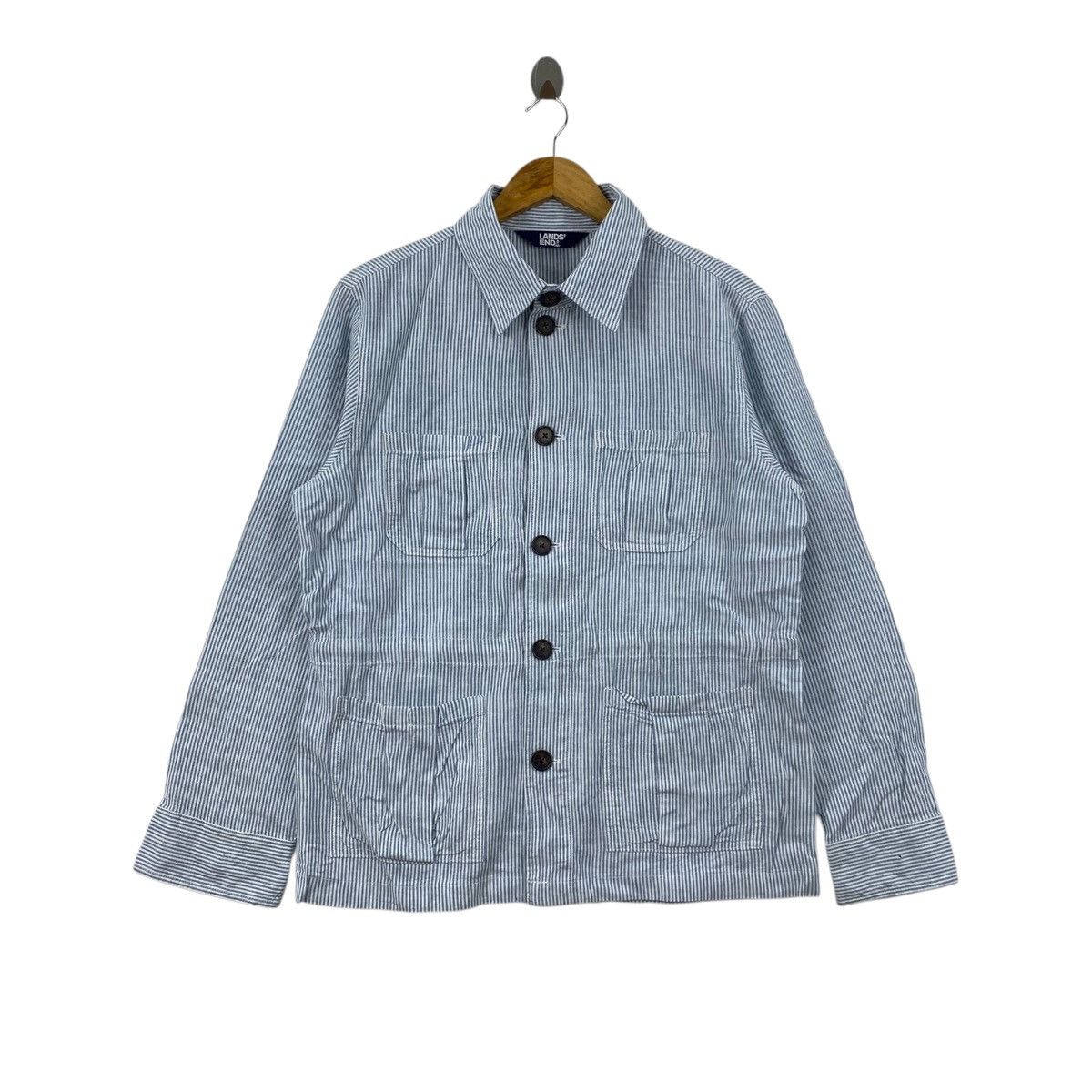 Lands' End LAND’S END Button Up Hickory Stripes Collar Casual Shirt Size US M / EU 48-50 / 2 - 1 Thumbnail