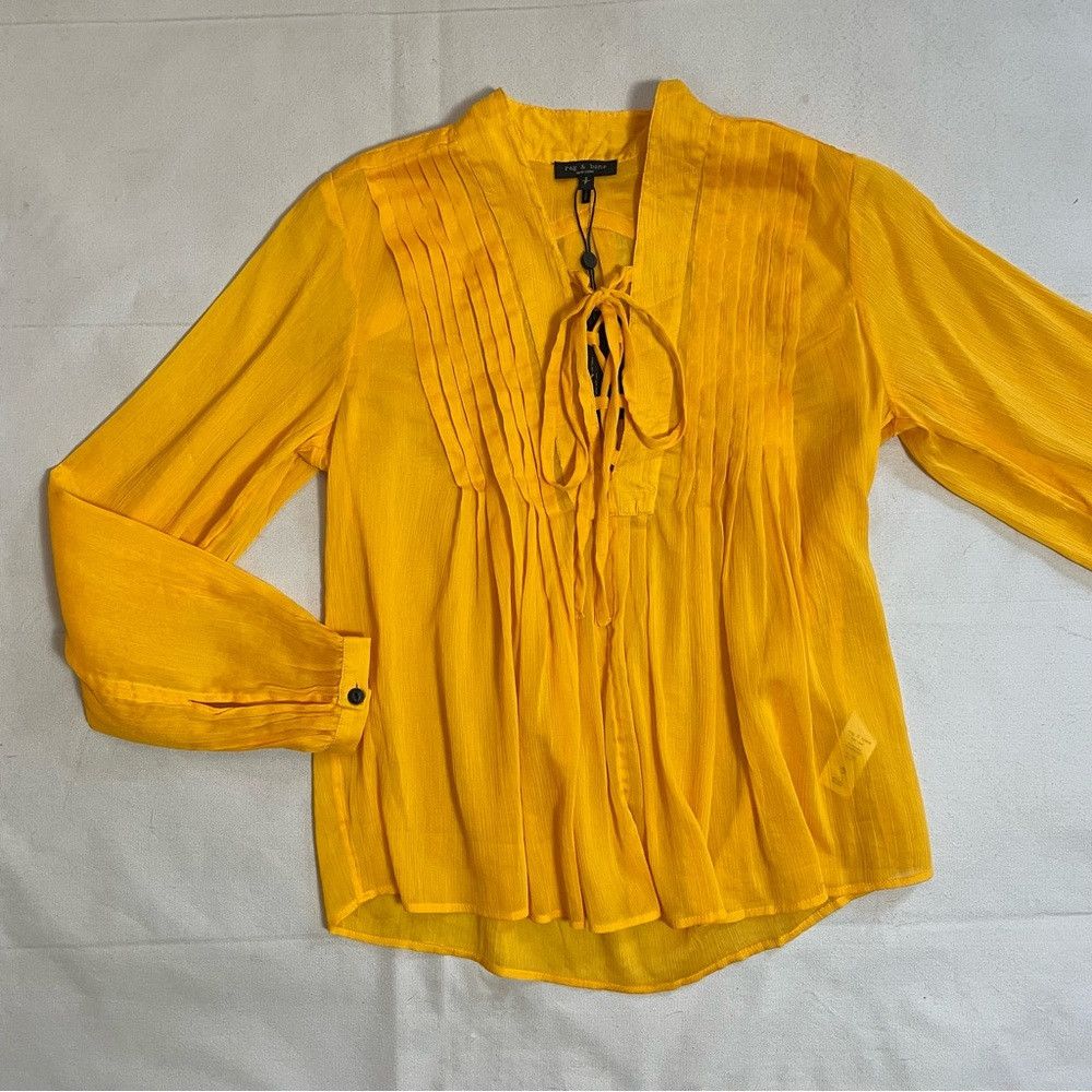 Rag & Bone NWT New $325 Rag & Bone Sachi Lace-Up Split Neck Silk Blend Size S / US 4 / IT 40 - 9 Thumbnail