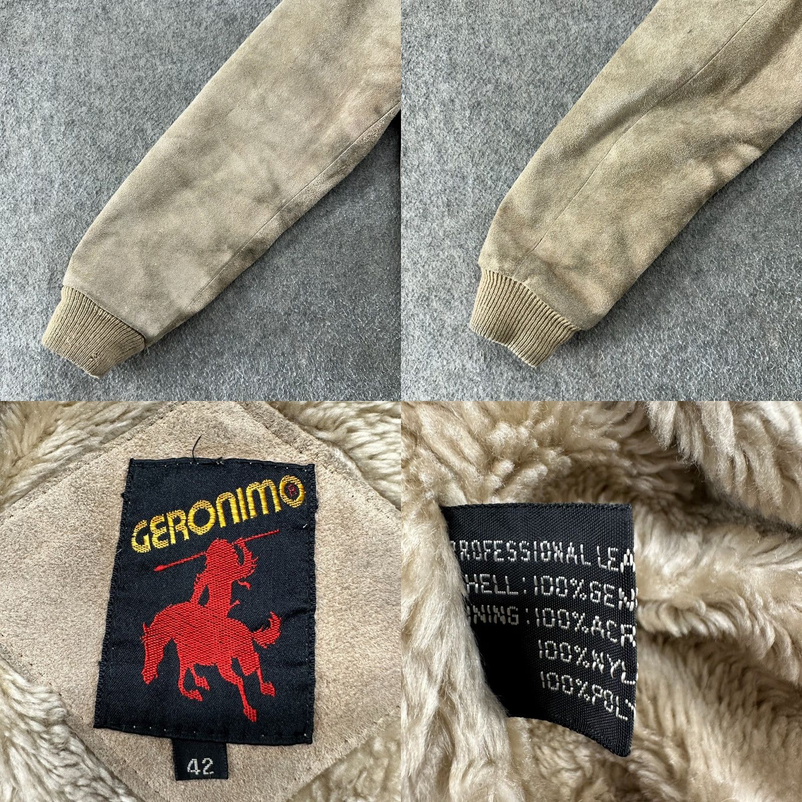 Vintage VINTAGE Geronimo Leather Jacket Mens 42 Brown Suede Genuine Faux Fur Lined 70s Jacket Coat Mid-Length Band Collar Biker Quilted Lined Brown 90s Mens Size US XS / EU 42 / 0 - 9 Thumbnail