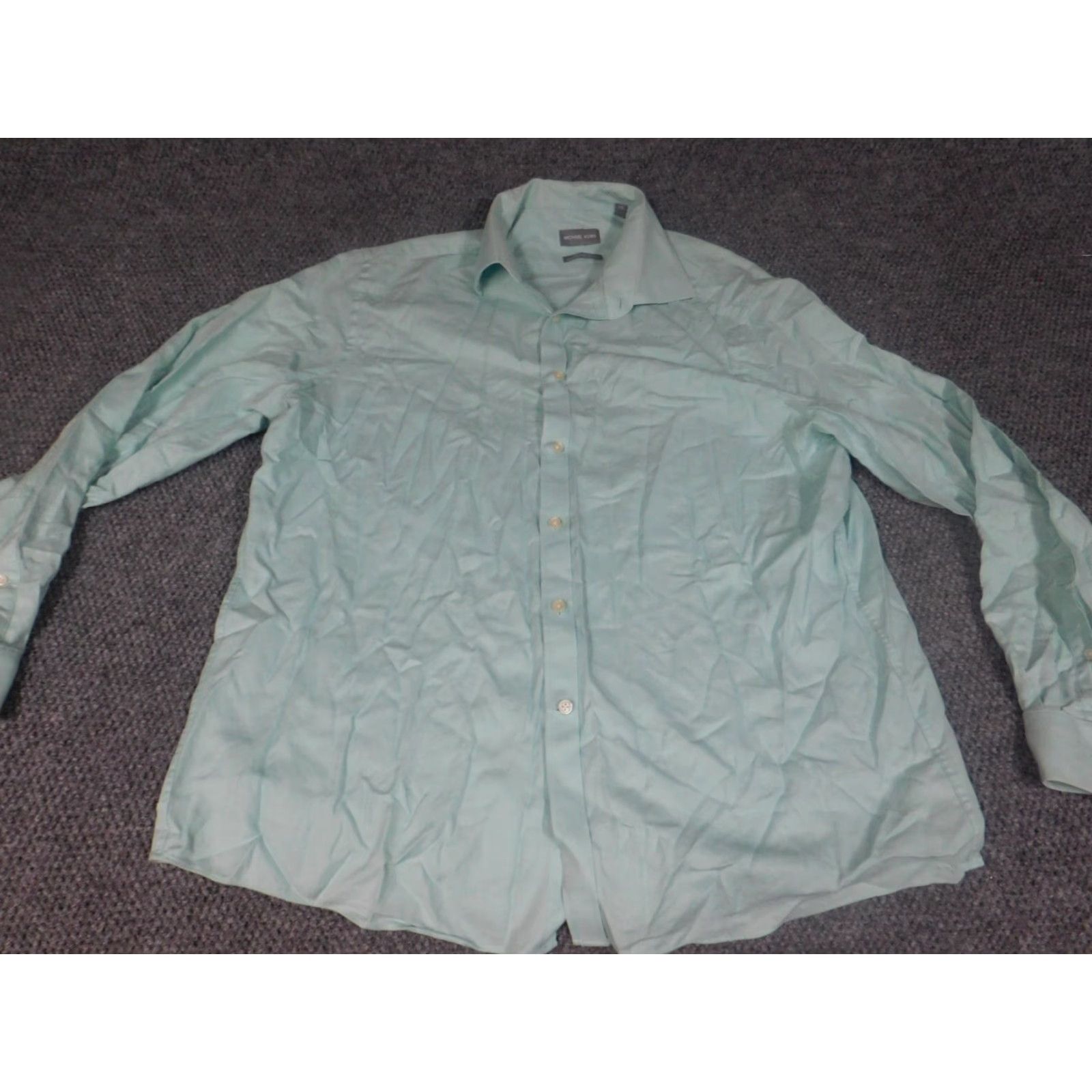 Michael Kors Michael Kors Mens Shirt 17.5 Green Classic Regular Button-Down Collared Dress Shirt Knit Cotton Plaid Breathable Non-Iron Size US XXL / EU 58 / 5 - 2 Thumbnail
