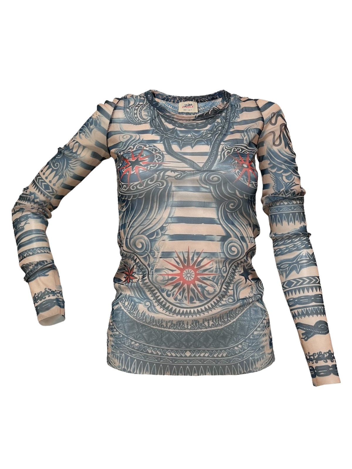 Jean Paul Gaultier JEAN PAUL GAULTIER 2014 Tattoo Mesh Long Sleeve T-Shirt Size S / US 4 / IT 40 - 1 Thumbnail