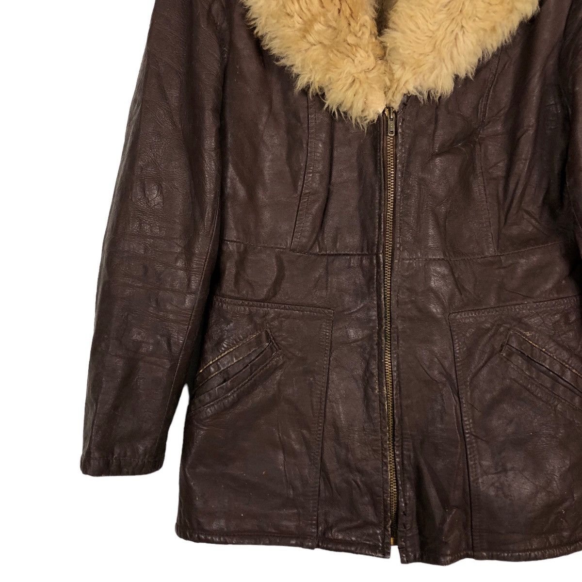 Japanese Brand 🔥Vintage Leather Jacket Biker Mink Fur Collar Racing Size US M / EU 48-50 / 2 - 4 Thumbnail