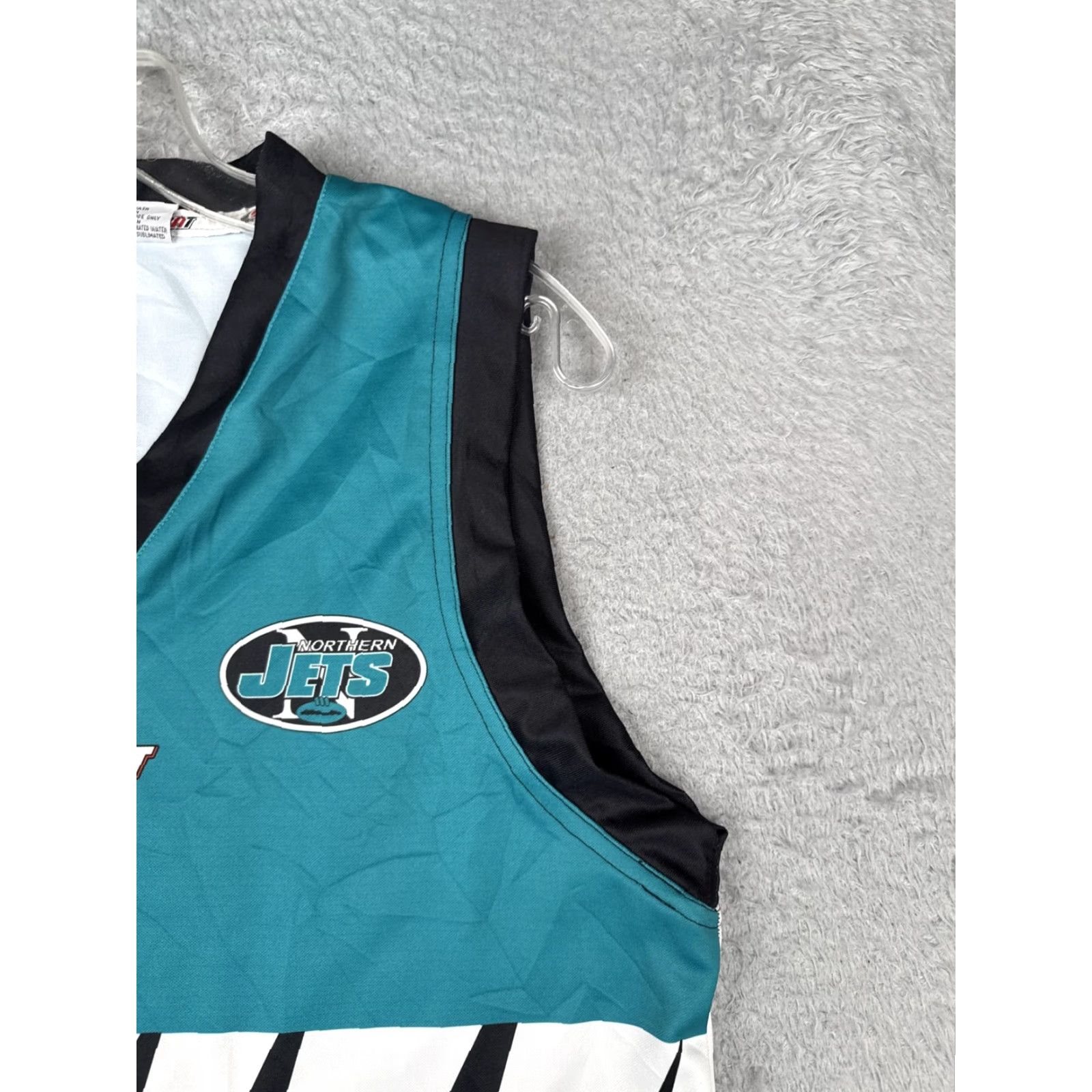 Vintage Kombat Northern Jets Jersey Mens M Sleeveless Teal Black 18 AFL V-Neck Tank Shirt Sports Graphic Print Lightweight Breathable Size US M / EU 48-50 / 2 - 2 Thumbnail