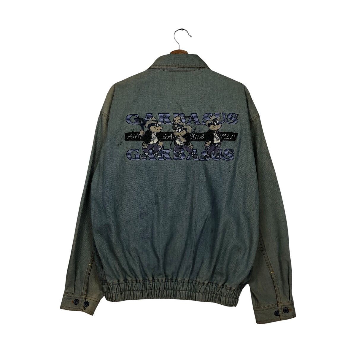 Japanese Brand 📌Vintage Denim Jacket Cartoon Big Logo Angelo Garbasus Size US M / EU 48-50 / 2 - 9 Thumbnail