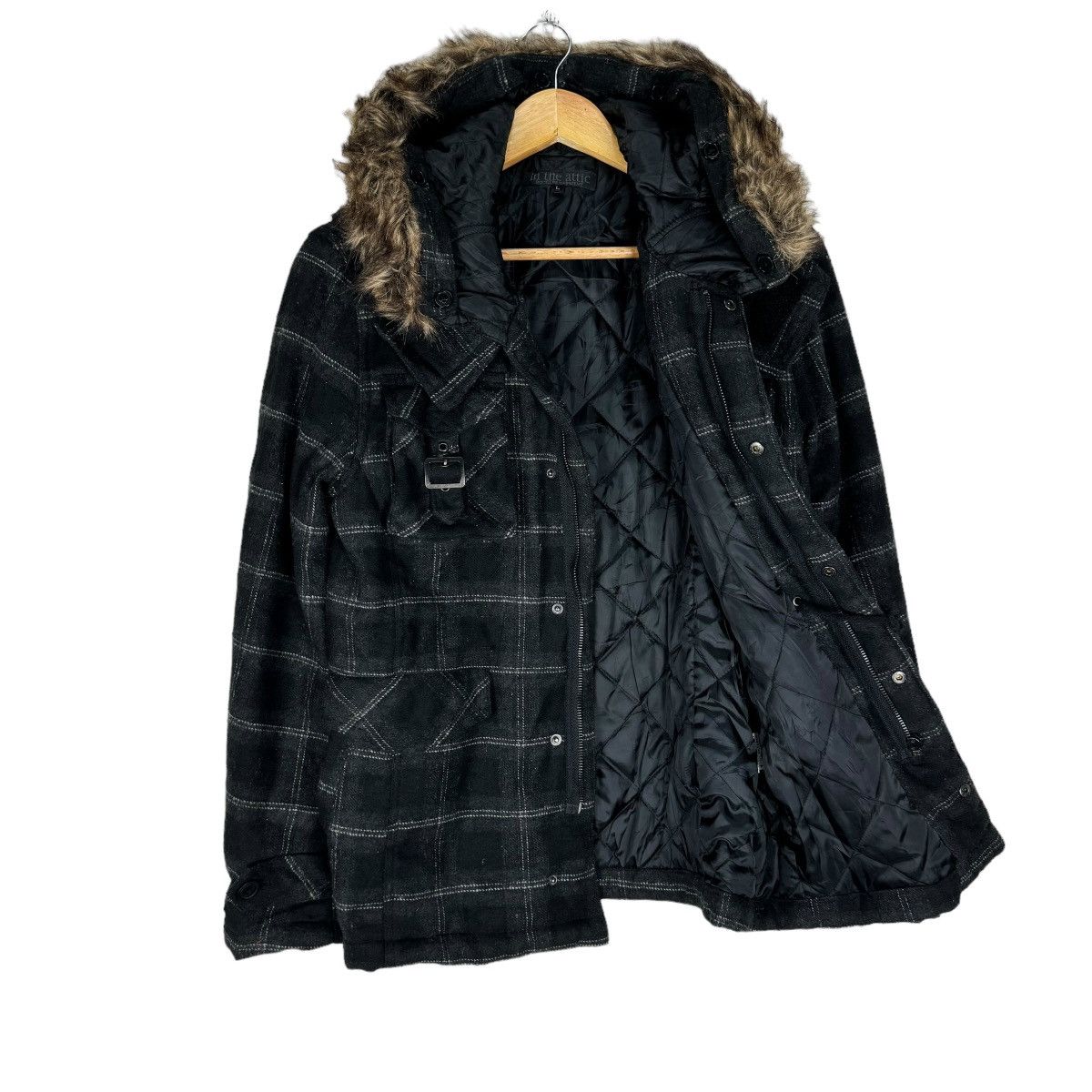 In The Attic 🌟IN THE ATTIC FUR HOODIE TARTAN JACKET Size L / US 10 / IT 46 - 7 Thumbnail